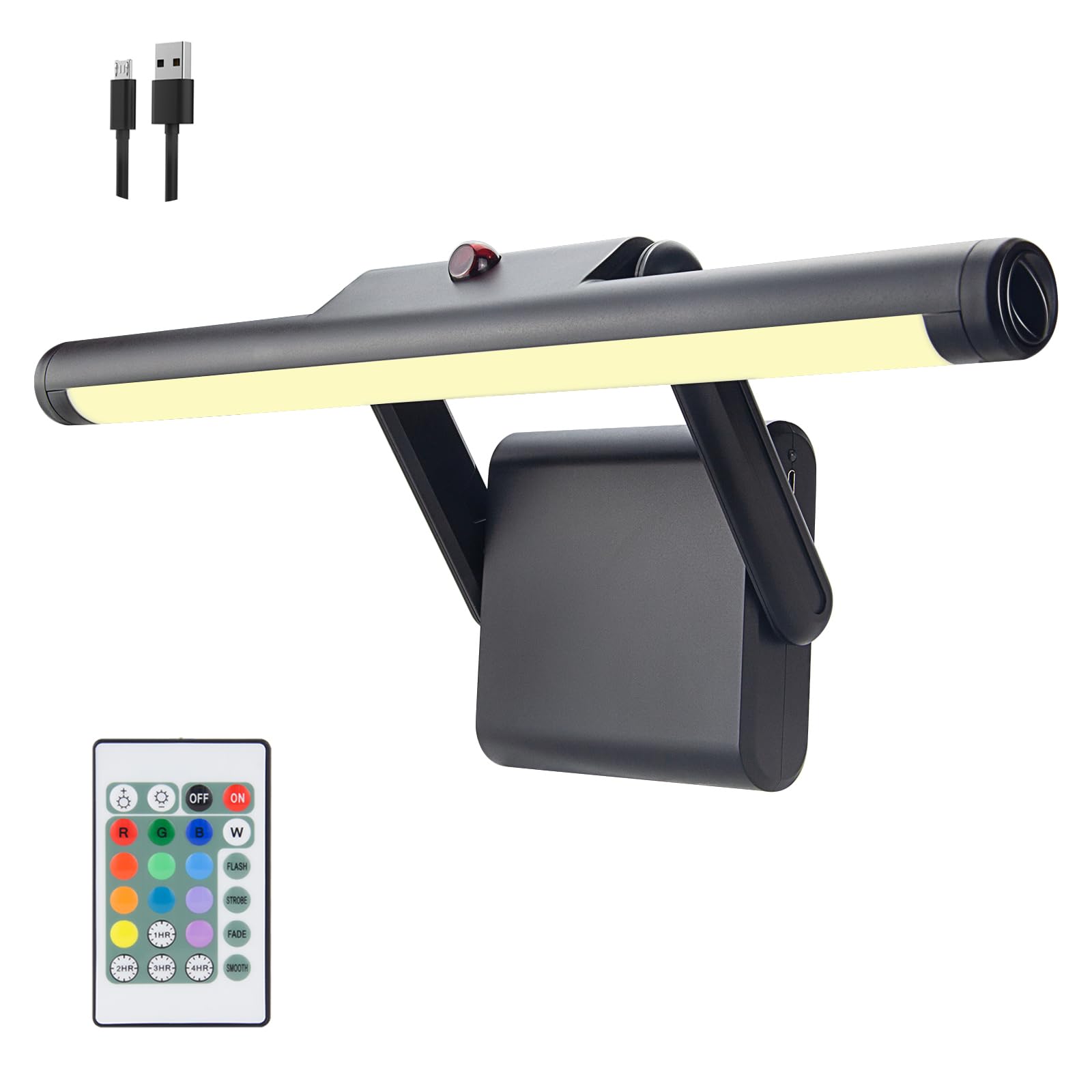 BIGLIGHT Rechargeable Picture Light with Remote,Wireless Painting Light,Picture Frame Light,48 Super Bright LEDs,12 Color Changing Accent Light,250LM Dimmable Art Light for Display,Dartboard-Black