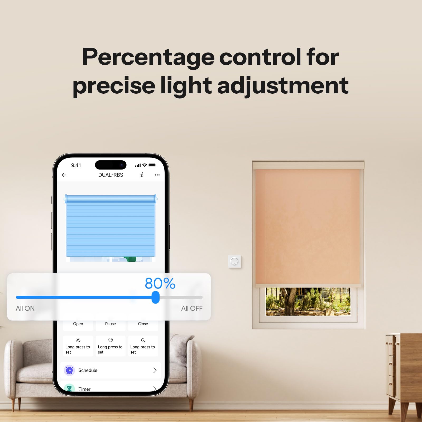 SONOFF Fusion, Interruptor de Persianas Inteligente Zigbee, Orb-ZBRBS(MINI-ZBRBS-E), Control Porcentual, Temporizador y Voz, Repetidor Zigbee, Compatible con Home Assistant, Requiere Cable Neutro