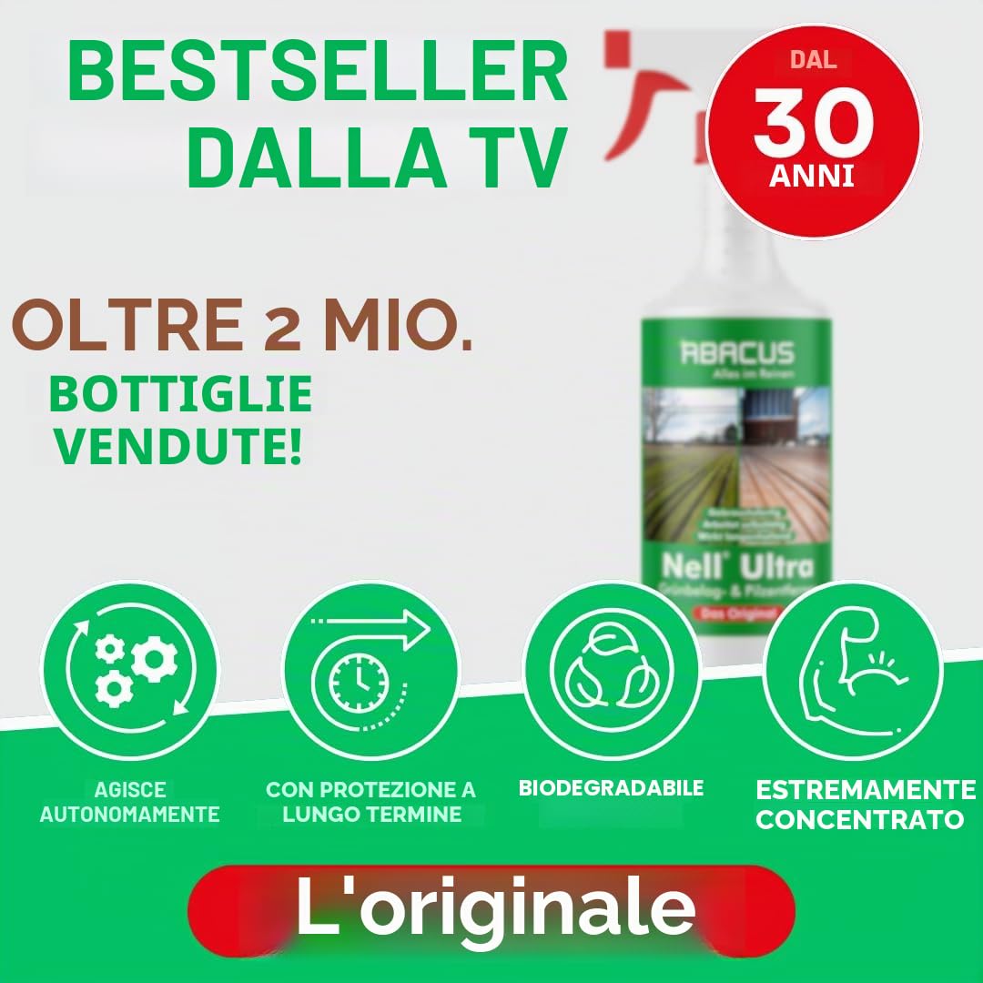ABACUS Rimozione per pavimenti verdi e alghe, pronto all'uso per la rimozione di pavimenti verdi e alghe Nell Ultra 2 x 750 ml (7283)