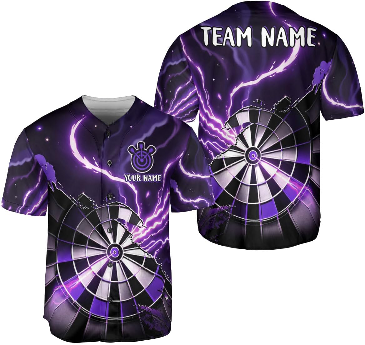 Custom Darts Button Up Baseball Jersey, Personalized Darts Jerseys for Men, Dartboard Men Shirts, Short-Sleeve Darts Jerseys