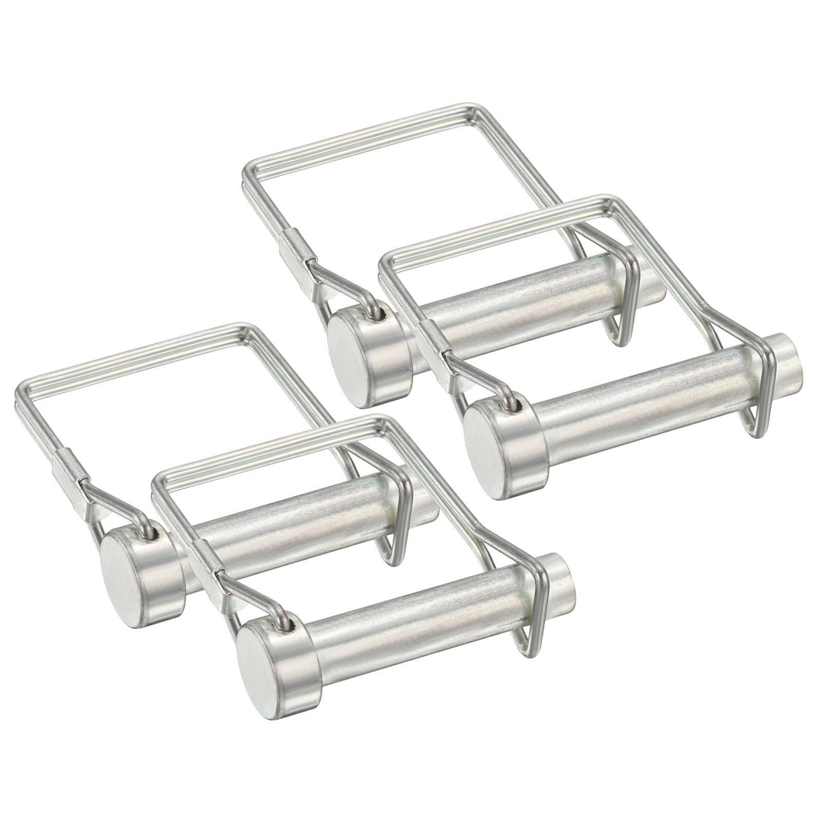 PATIKIL 4 Pcs Trailer Coupler Pins, 3/8" x 2" (10mm x 50mm) Safety Wire Lock Hitch Pin Arch Shaft Spring Locking Clip Square with Loop for Farm Trailers Lawn Garden Wagons