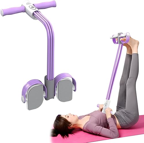 Miniatura 5 de CALIDAKA Cuerda de tensión multifunción, banda elástica de 6 tubos para yoga, cuerda de resistencia para extractores de pedales, equipo de fitness