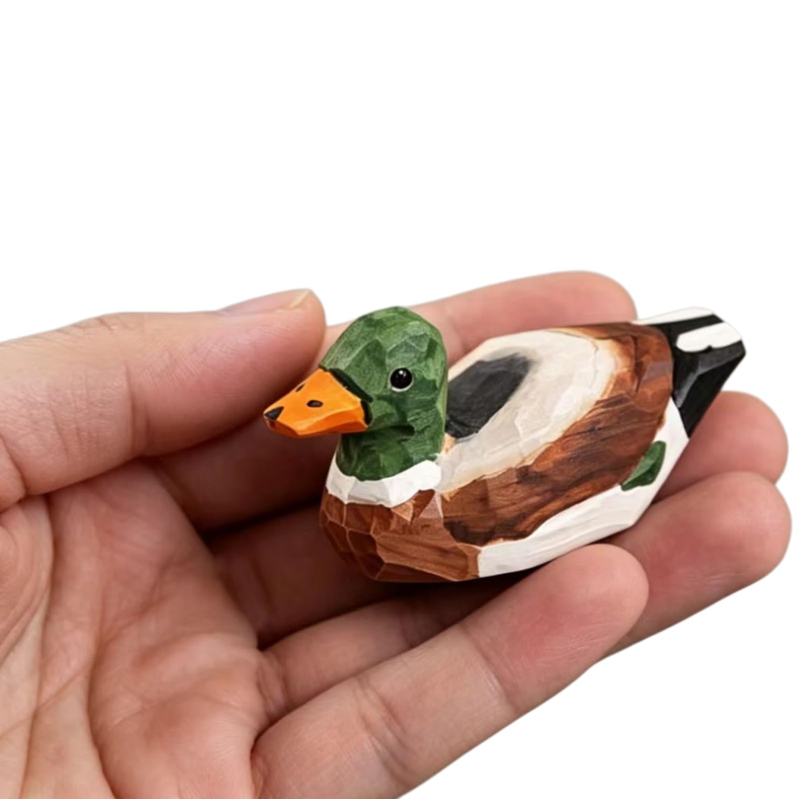 Lungigi Mallard Duck Décor, Hand-Carved Duck, Wooden Duck Figurine, Male Mallard Sculpture, Rustic Wooden Ornament for Tabletop Home Decoration & Collectible Gift