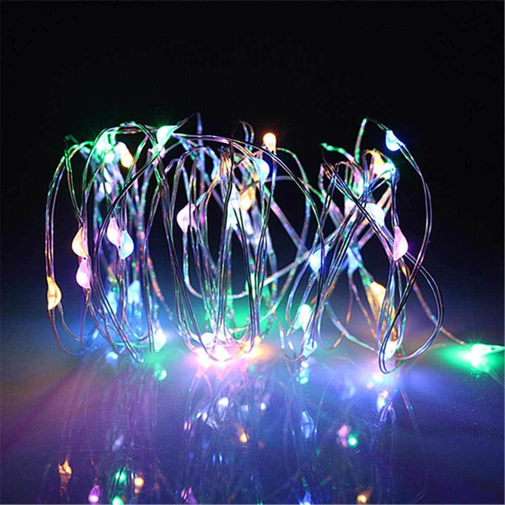 BUYERTIME 5M/16.4ft 50 LEDs Fairy String Lights, Waterproof Battery Operated Silver Wire Starry Lighting Fairy Lights for Bedroom Wedding Christmas Party Decoration (RGB)