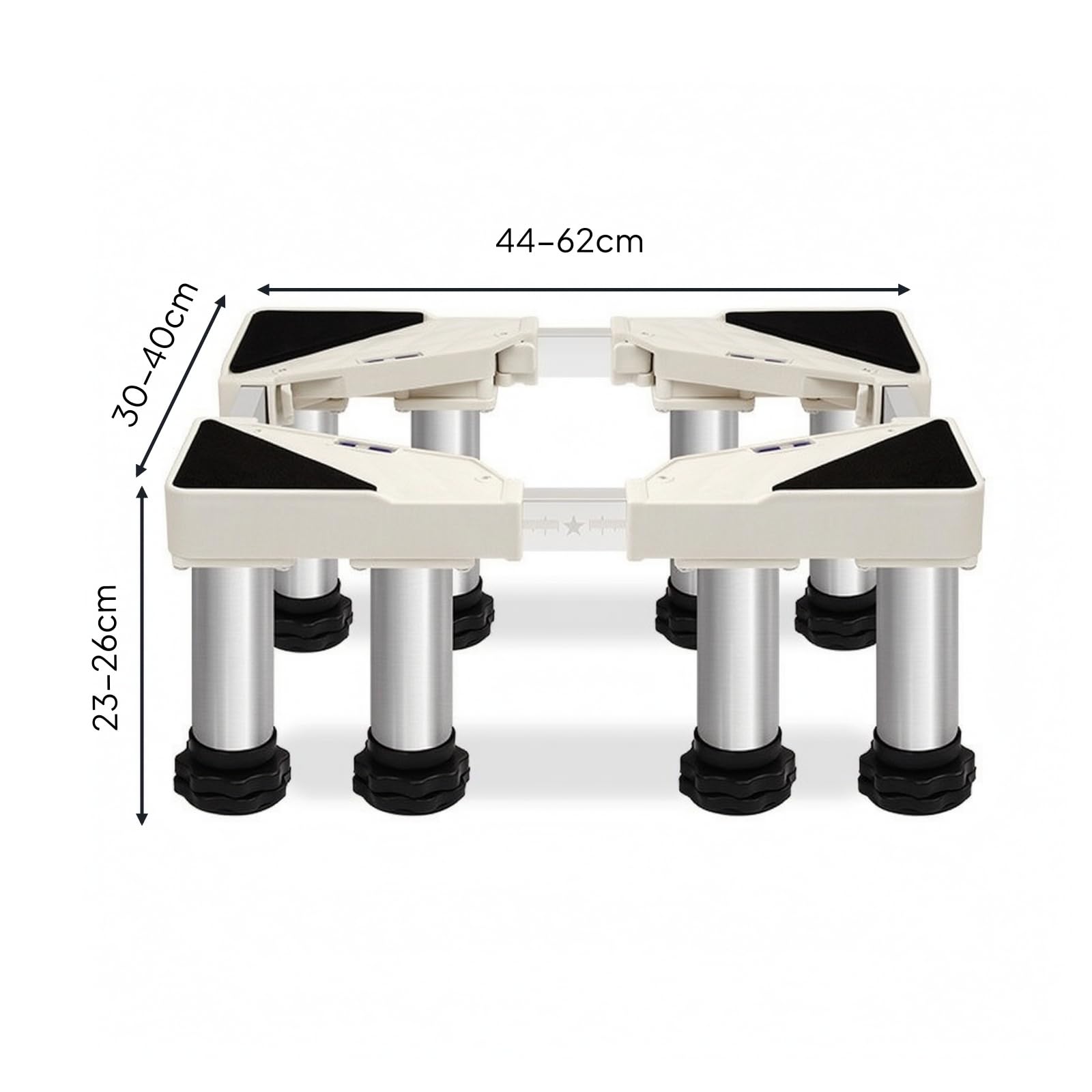 Base para Lavavajillas Soporte Regulable Elevadora con Ocho Pies Material PP Ajuste Personalizable Chasis Adecuado para , Largo 44-62cm Ancho 30-40cm , Pies De Acero Inoxidable Elevados 23-26cm