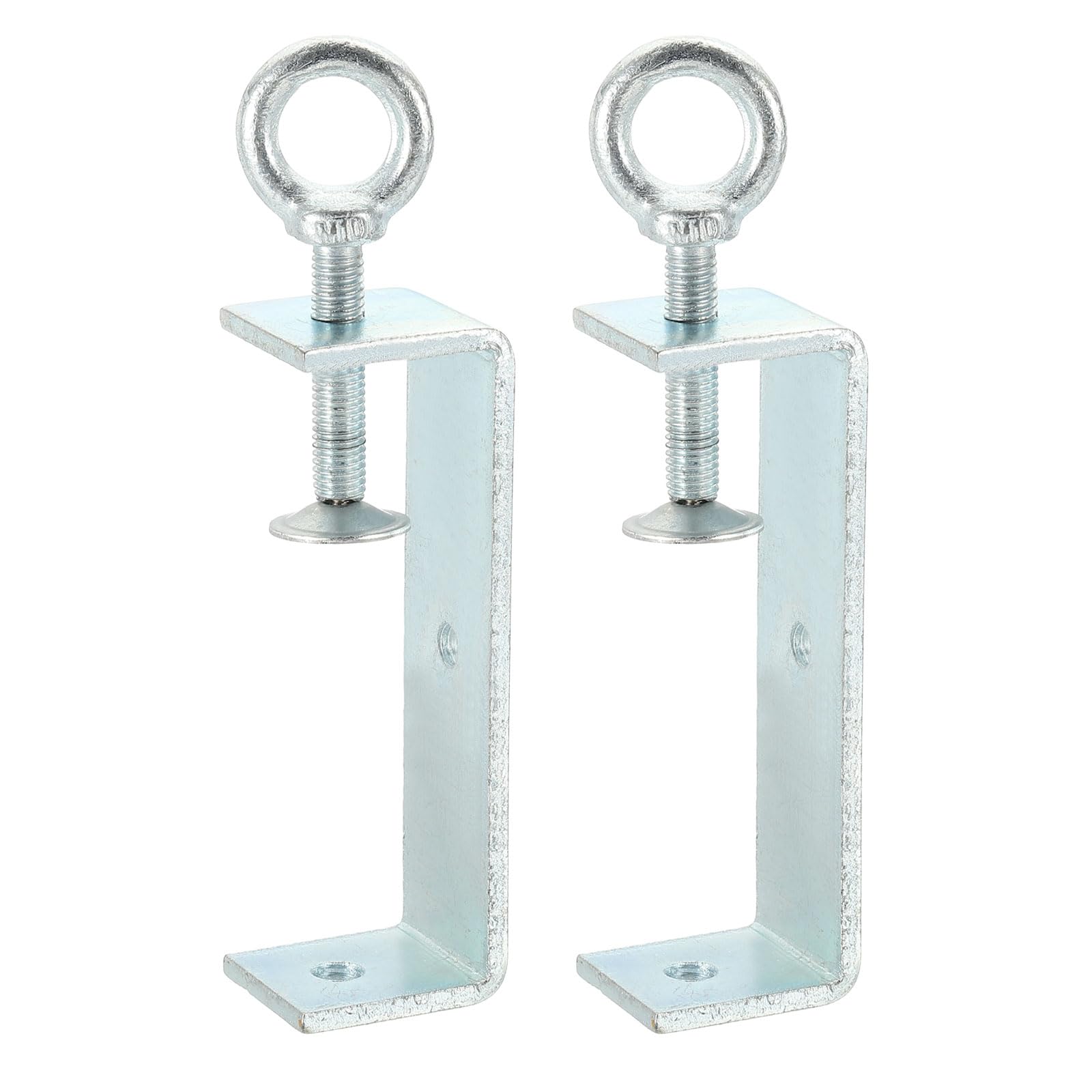 sourcing map 2 Pcs Carbon Steel C Clamps 120mm Square Galvanized Mini Tiger Clamp Adjustable Heavy Duty Metal U Clip with Eye Hook Screw for Woodworking Welding Mounting, Blue White