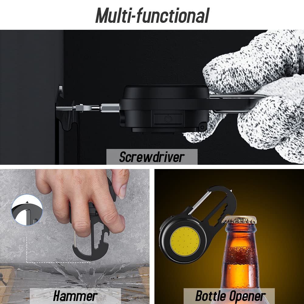 LEVADA PLUS Mini COB Schlüsselanhängerlampe – USB-C, Magnetisch, 800 Lumen, Notlicht Mit Flaschenöffner