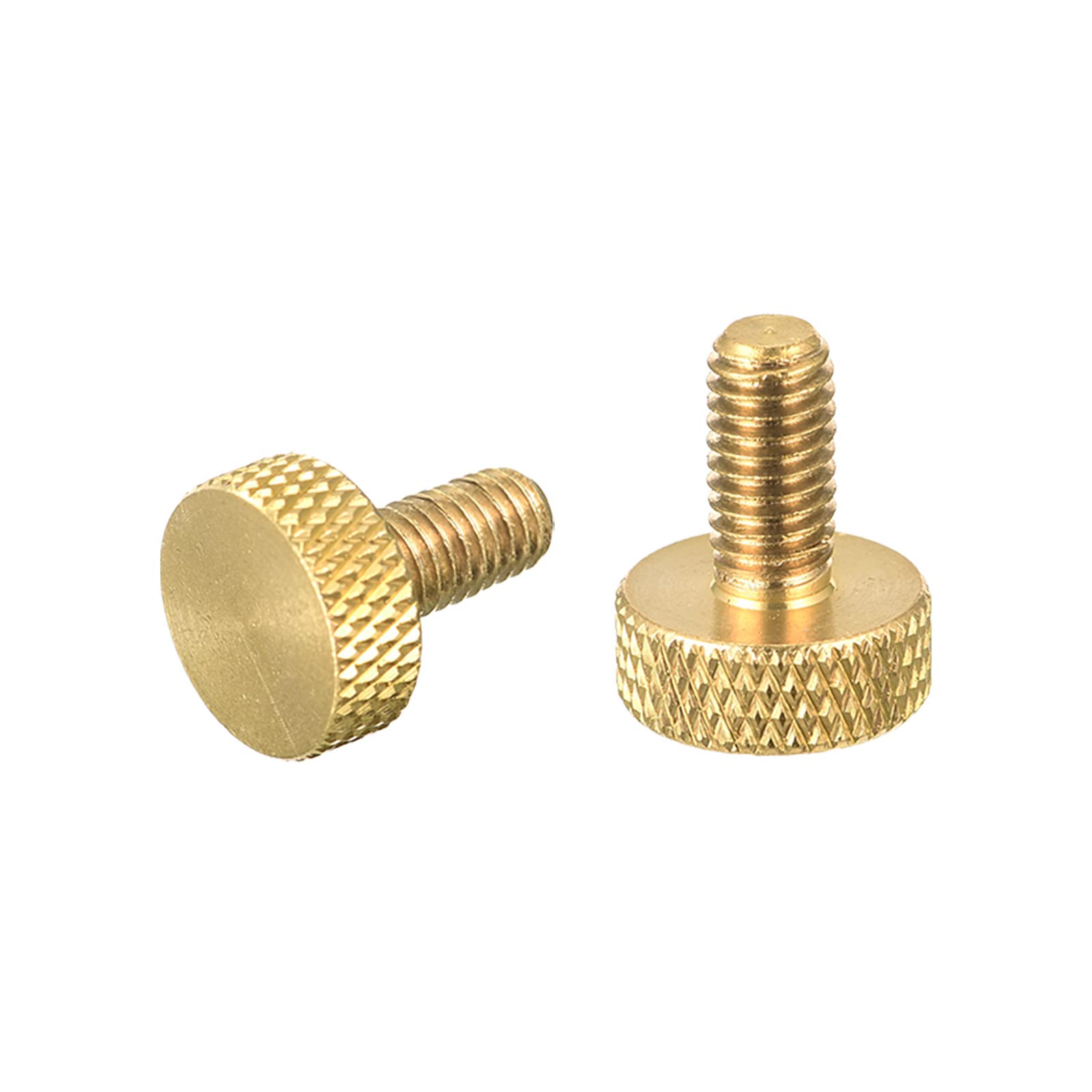 uxcell 2Pcs Brass Knurled Thumb Screws, M5x10mm Flat Grip Bolt Knobs Fasteners for Electronic, Mechanical