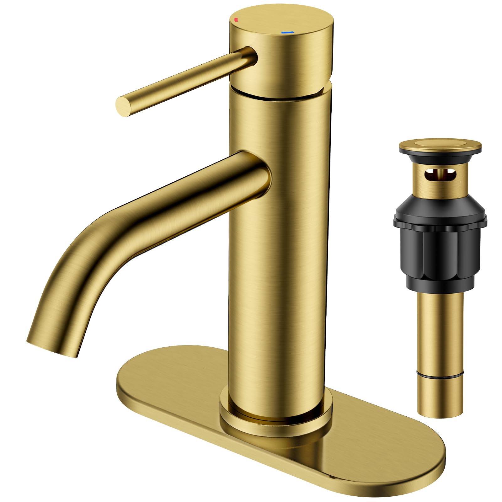 FORIOUS Gold Bathroom Faucets 1 Hole, Stainless Steel Bathroom Sink ...