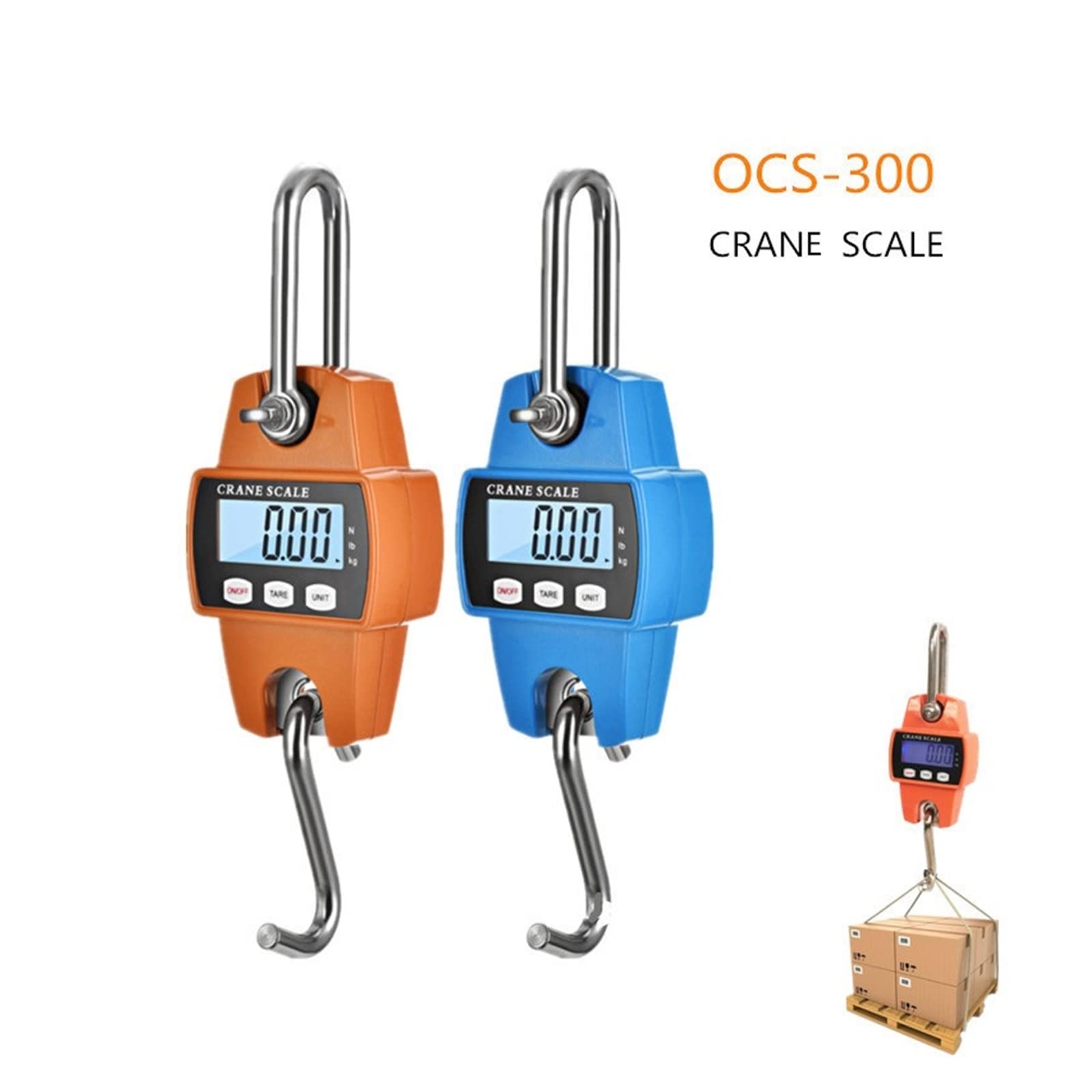 300 kg mini waga dźwigowa przenośna elektroniczna cyfrowa przemysłowa LCD Heavy Duty wiszące wagi hakowe,Precyzyjne Ważenie(Blauw)