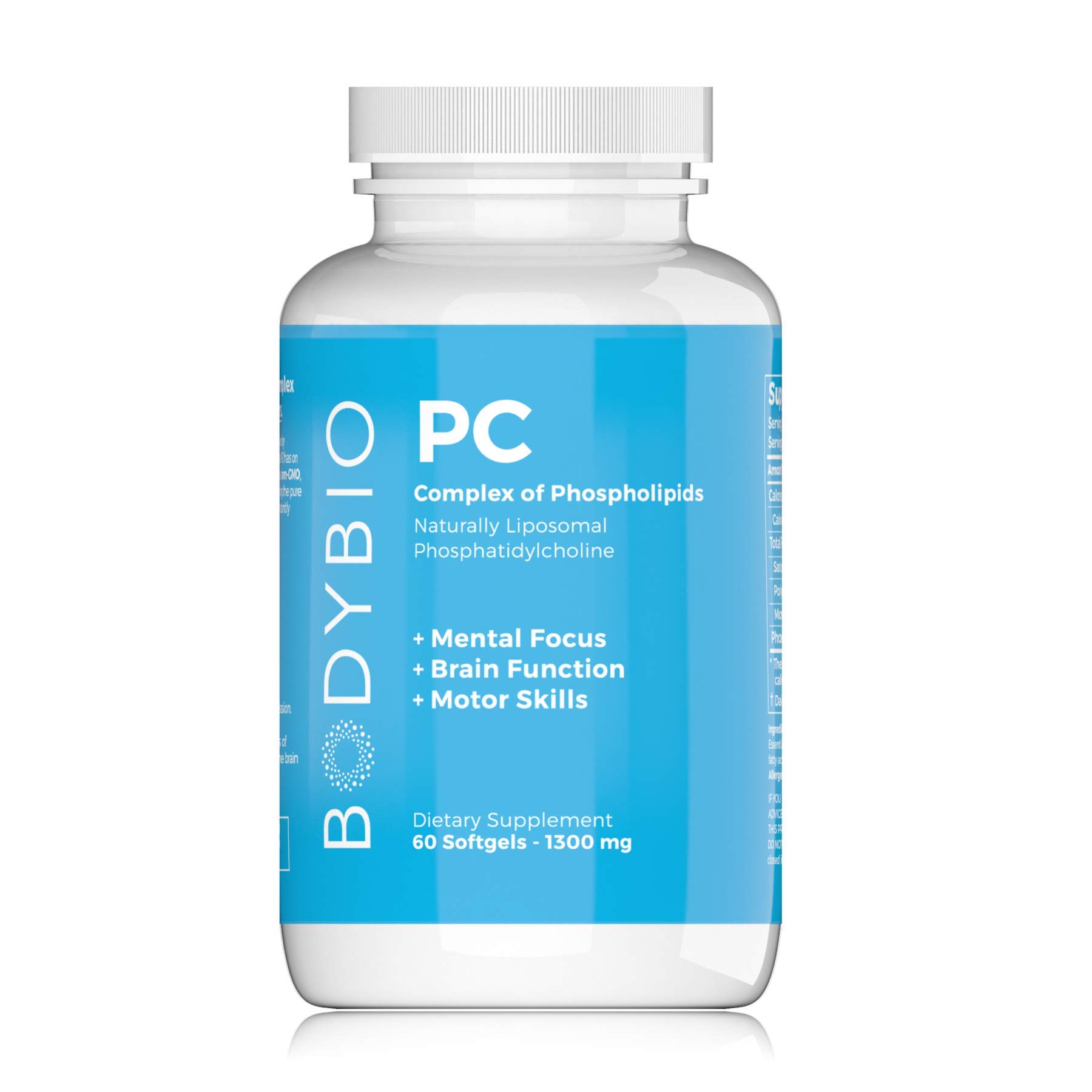 BodyBio - PC |60 softgels | Phosphatidylcholine + Phospholipids | Liposomal for High Absorption | Brain & Cell Health - Memory, Cognition, Focus & Clarity