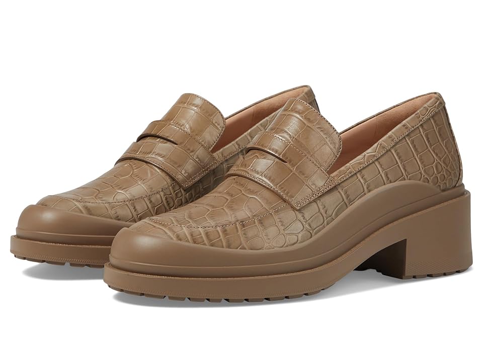 Cole Haan Grand Ambition Westerly Loafer (Irish Coffee Croc Leather) Women's Flat Shoes INTERNATIONAL SHIPPING