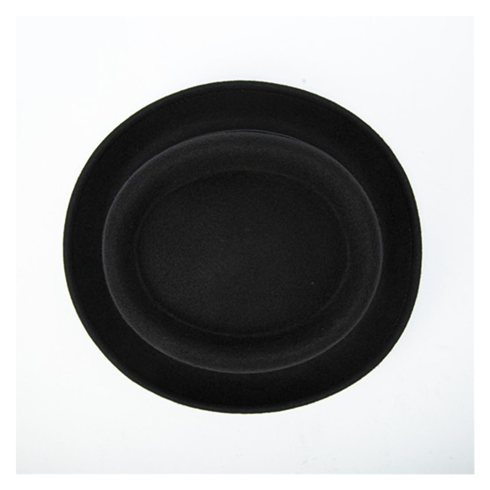 Sombrero Pork Pie de ala enrollada negro for hombre, sombrero Fedora lana blanca, gorra jazz invierno, caballeros Parte Superior Plana(Black,M 56 to 58cm)
