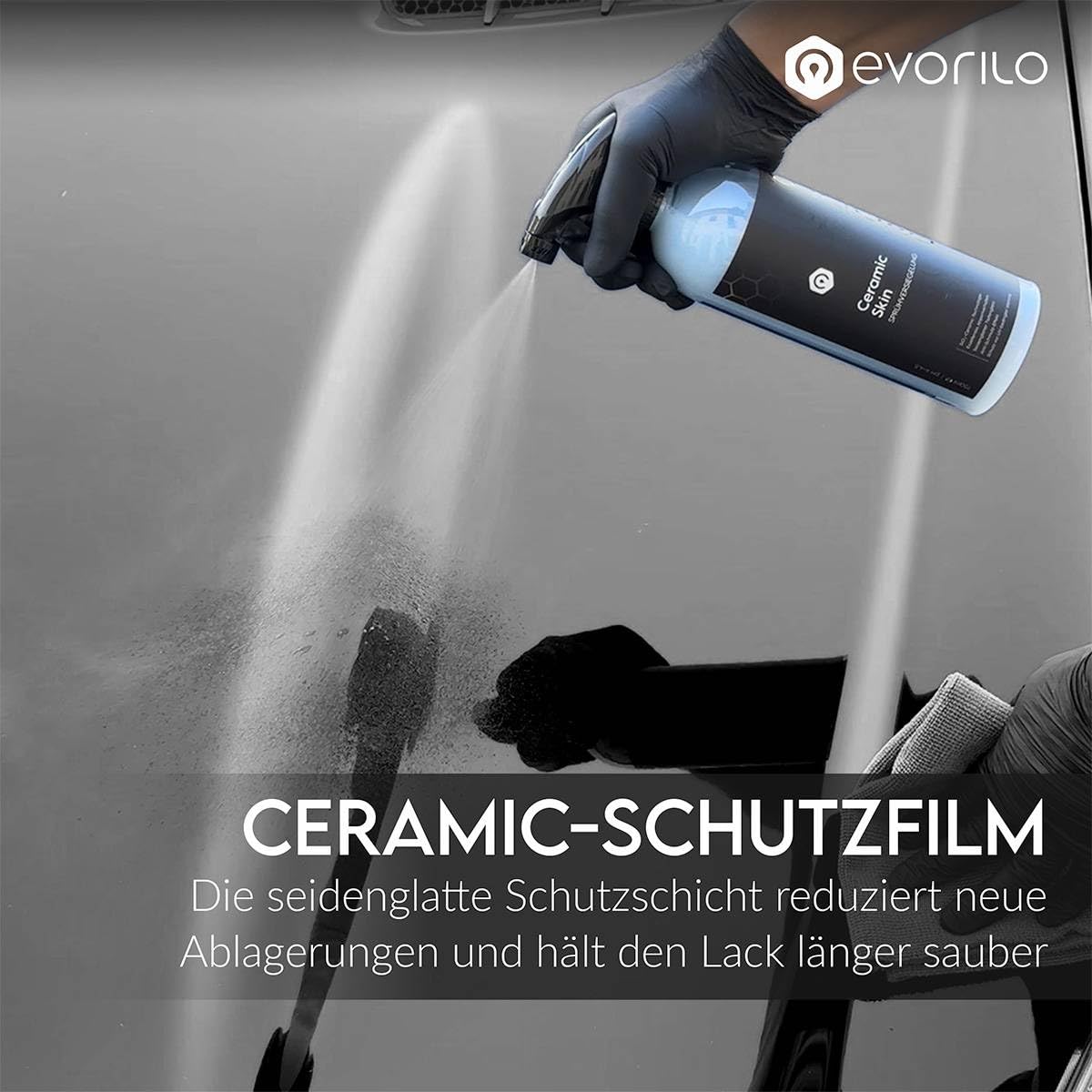 Ceramic Lackpflege Set | SiO2 Keramikversiegelung | Ceramic Skin 750ml + Poliertuch 600GSM + Detailing-Tuch 350GSM | 8-teilig
