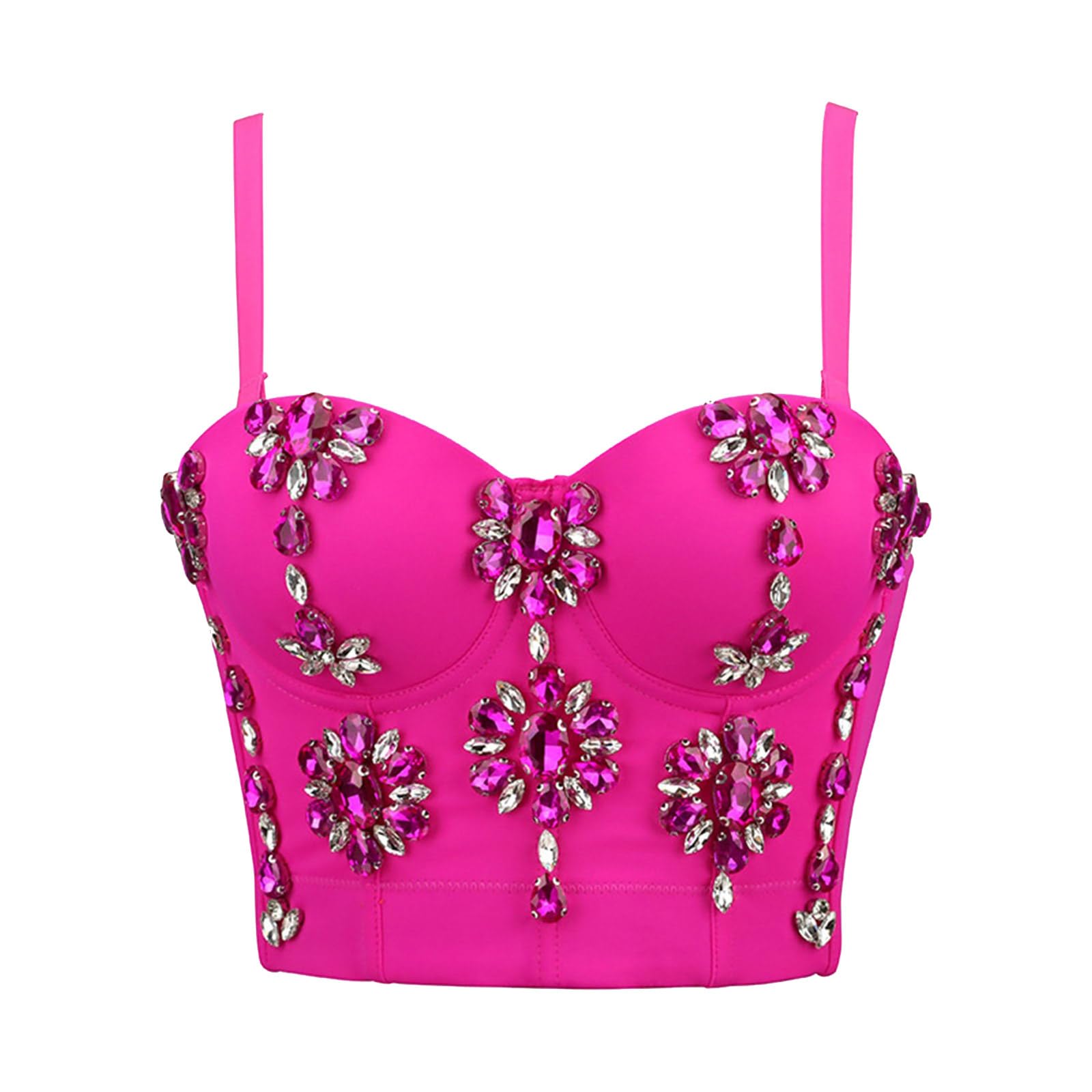 Yrohgkpn Unisex Rose Red Luxurious Beaded Corset Crop Top With Adjustable Shoulder Strap Fishbone Designs Suitable For Parties And Gatherings Unique Designs Lingerie