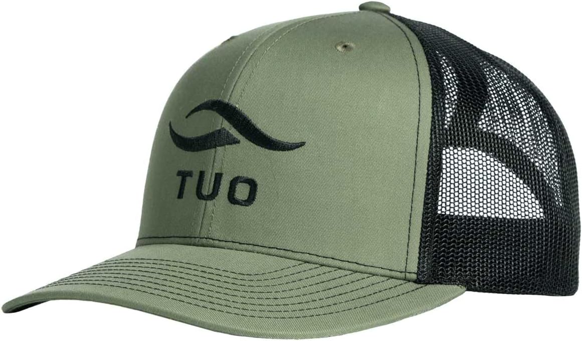 TUO Logo Trucker Hat - Stylish Cotton/Poly Blend with Embroidered Logo Icon and Adjustable Snapback