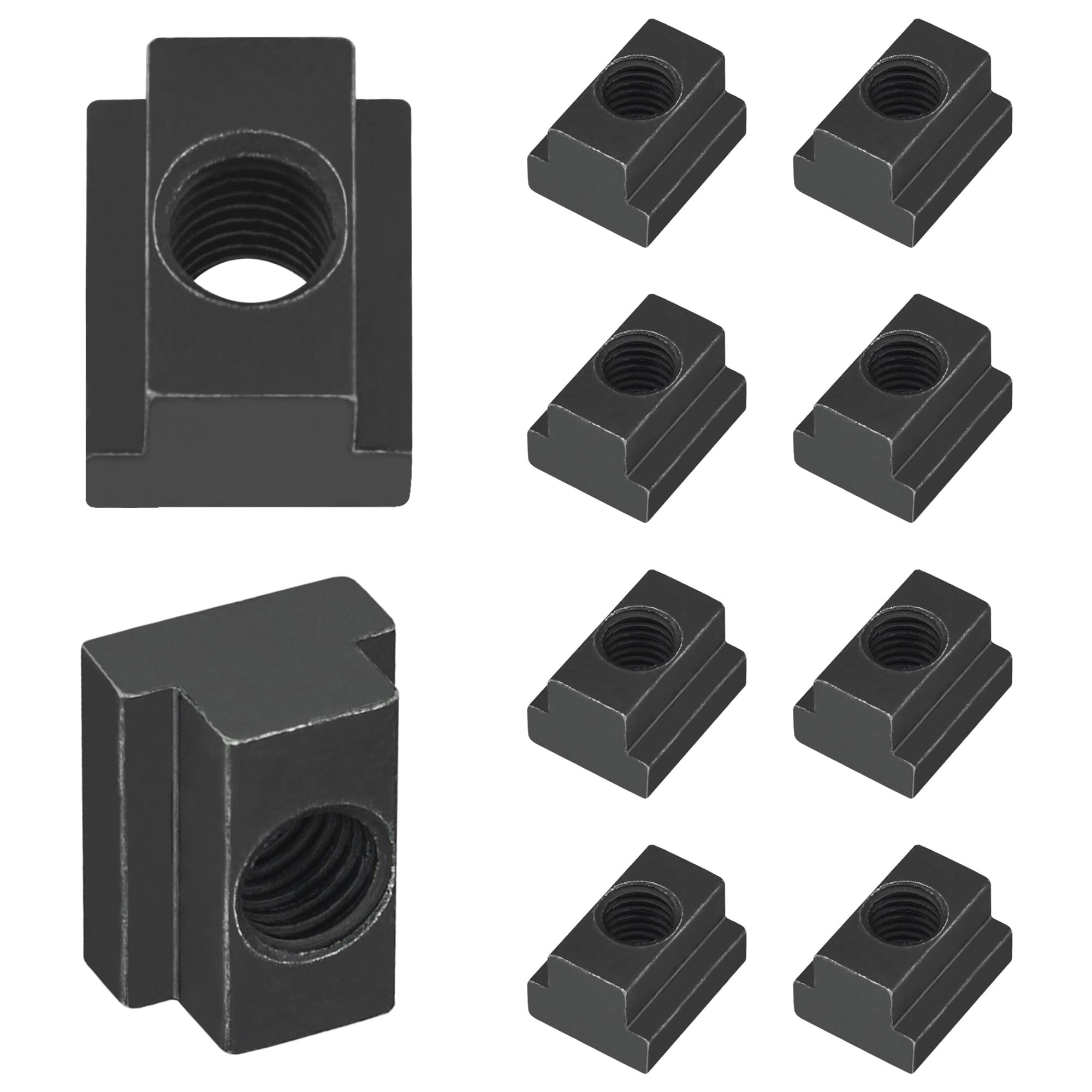 10-Pack Black T-Slot Nuts – T Sliding Nut Fastener for Industrial Rails and Profiles (M10)