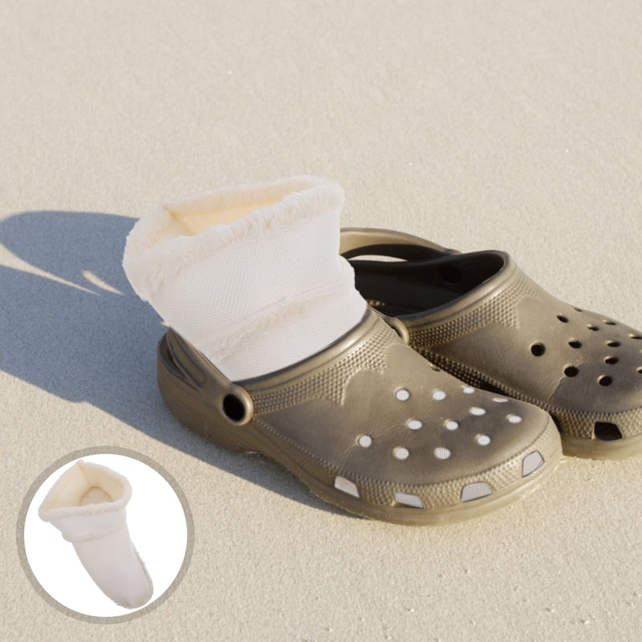 Holibanna Clog Shoes Liner 4 Pairs Fleece Shoe Cover Liner Men and Women White Plush Warm Slippers