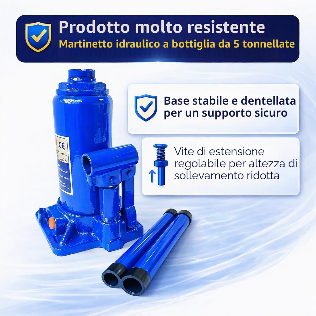 KATSU Cric Idraulico a Bottiglia 5 Tonnellate Martinetto Idraulico Jack per Veicoli