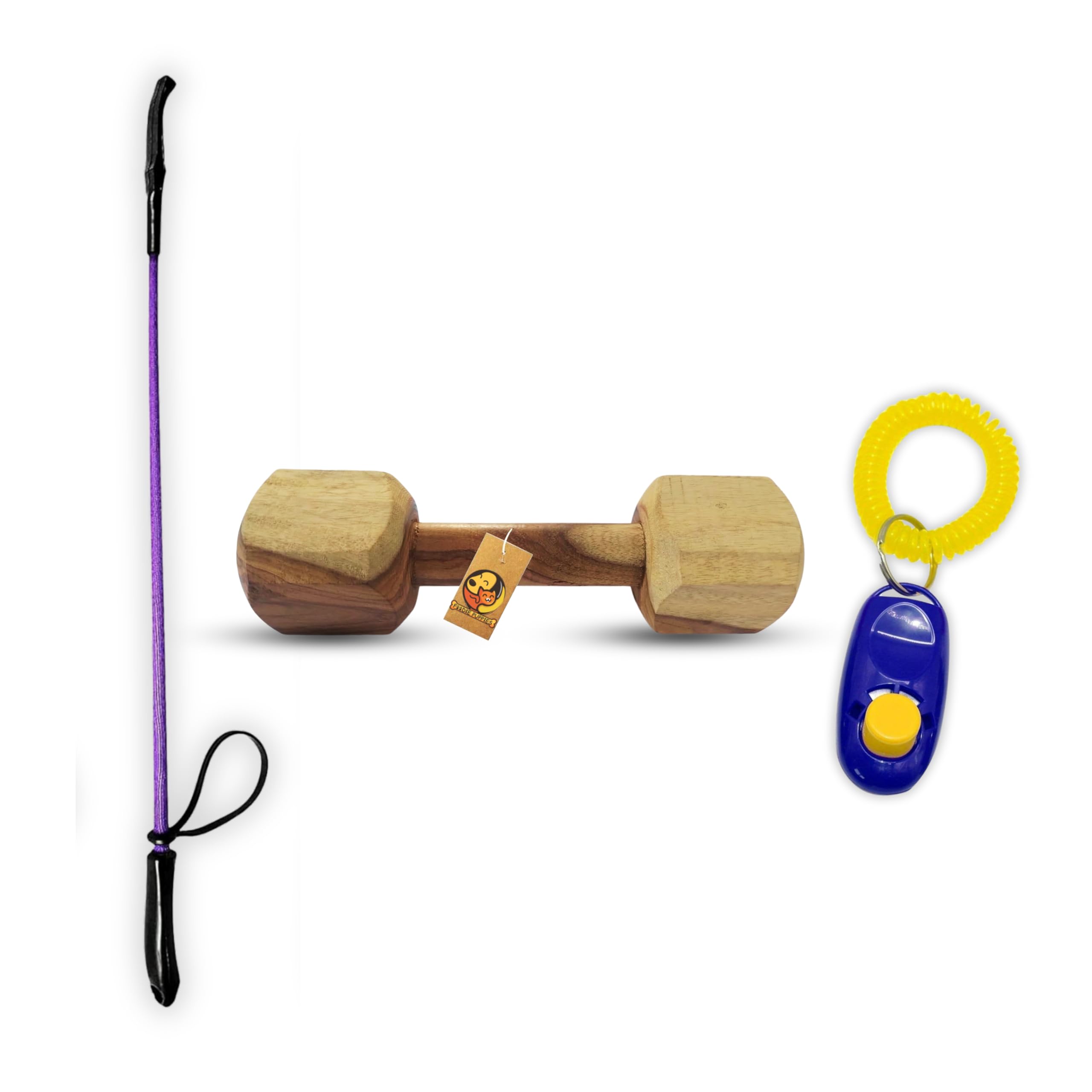 Foodie Puppies Dog Combo Training Kit - Training Hunter Stick + Clicker + Training Dumbbell (Color May Vary)
