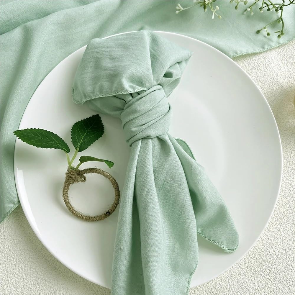 Servilletas de tela grandes de 46x46 cm en verde claro con acabado de alta calidad para banquetes