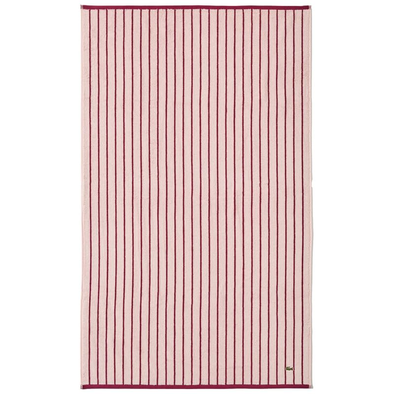 Lacoste Centre Mark Towel — 100% Soft Cotton Jacquard Stripe Design, Lightweight, Absorbent & Durable, Quick Drying, Pink, 13"x13" Wash Cloth
