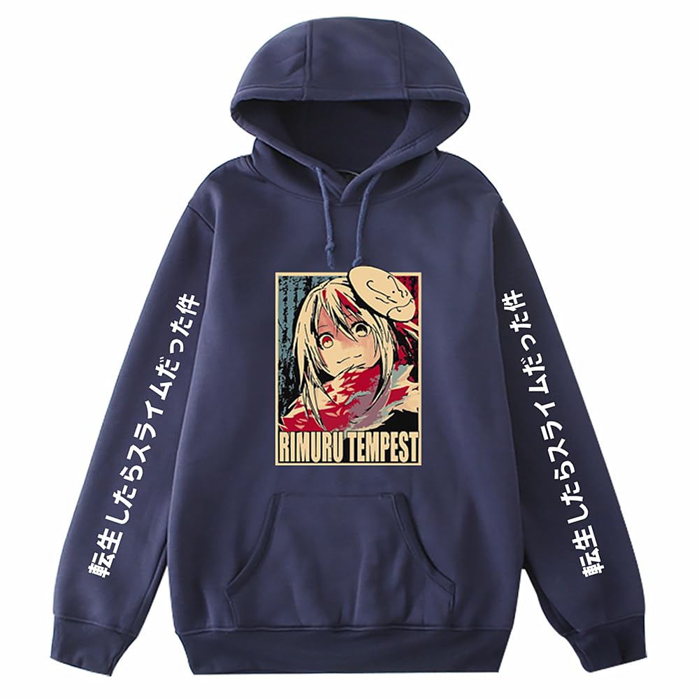 Charous Unisex Blue 4 Anime That Time I Got Reincarnated As A Slime Cosplay Rimuru Tempest Hoodie,Blue Sweatshirt For Manga Fans Gift