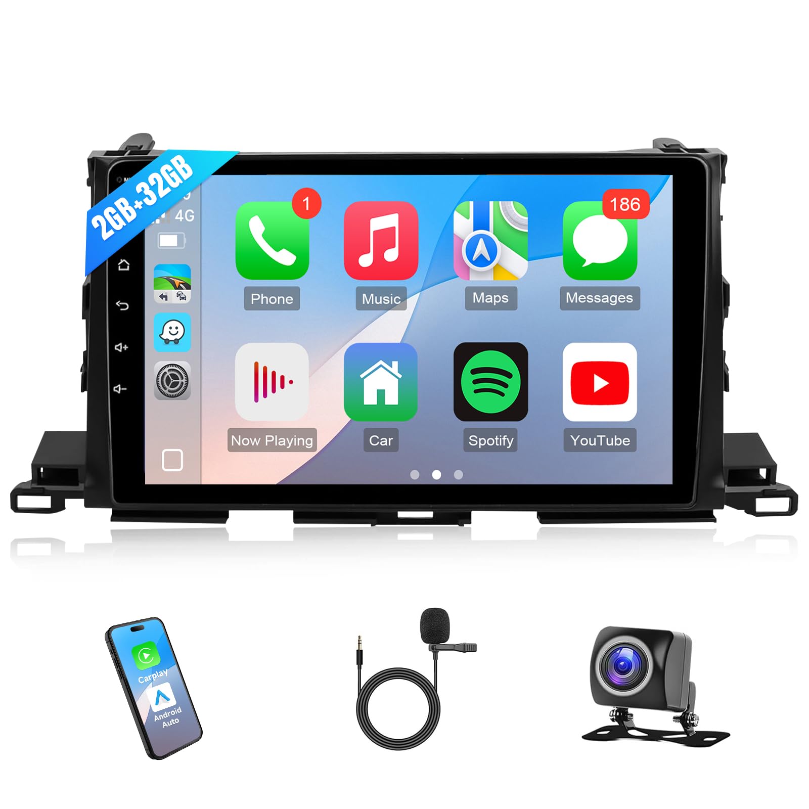 Car Stereo for Toyota Highlander 2014 2015 2016 2017 2018 2019