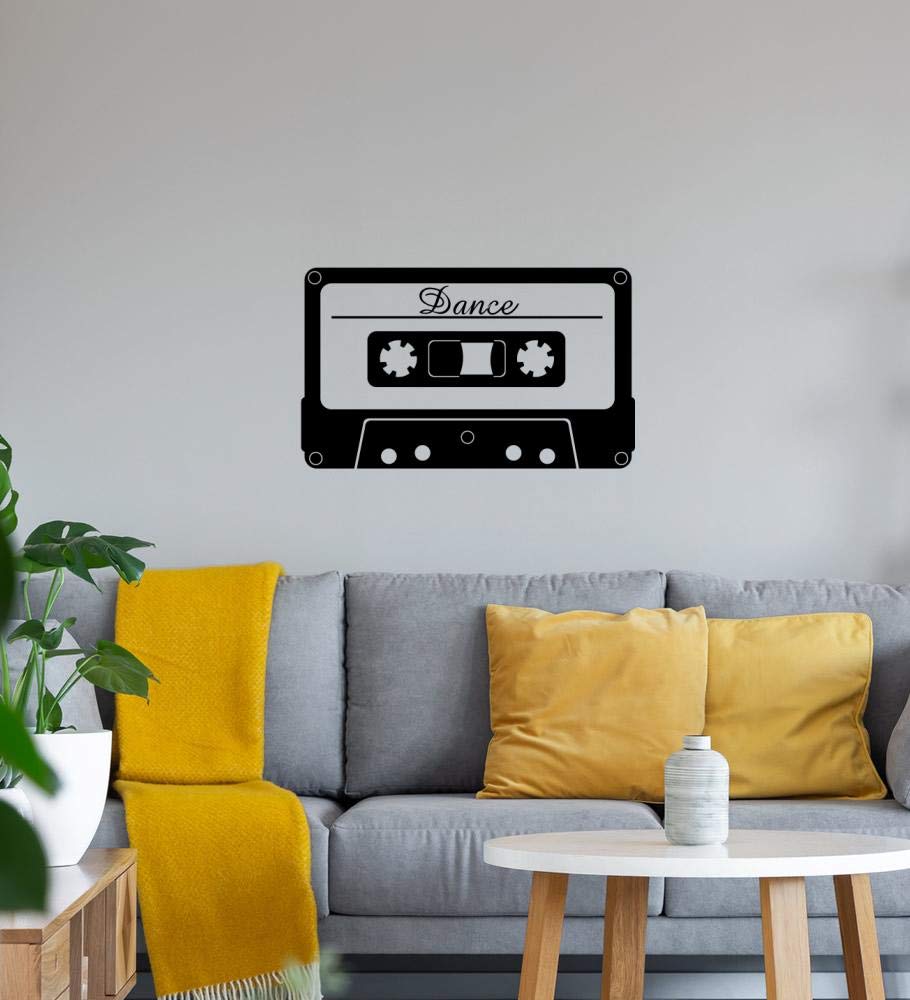 Dance Musica - Adesivo da parete, motivo cassetta musicale, 75 x 45 cm, colore: Nero