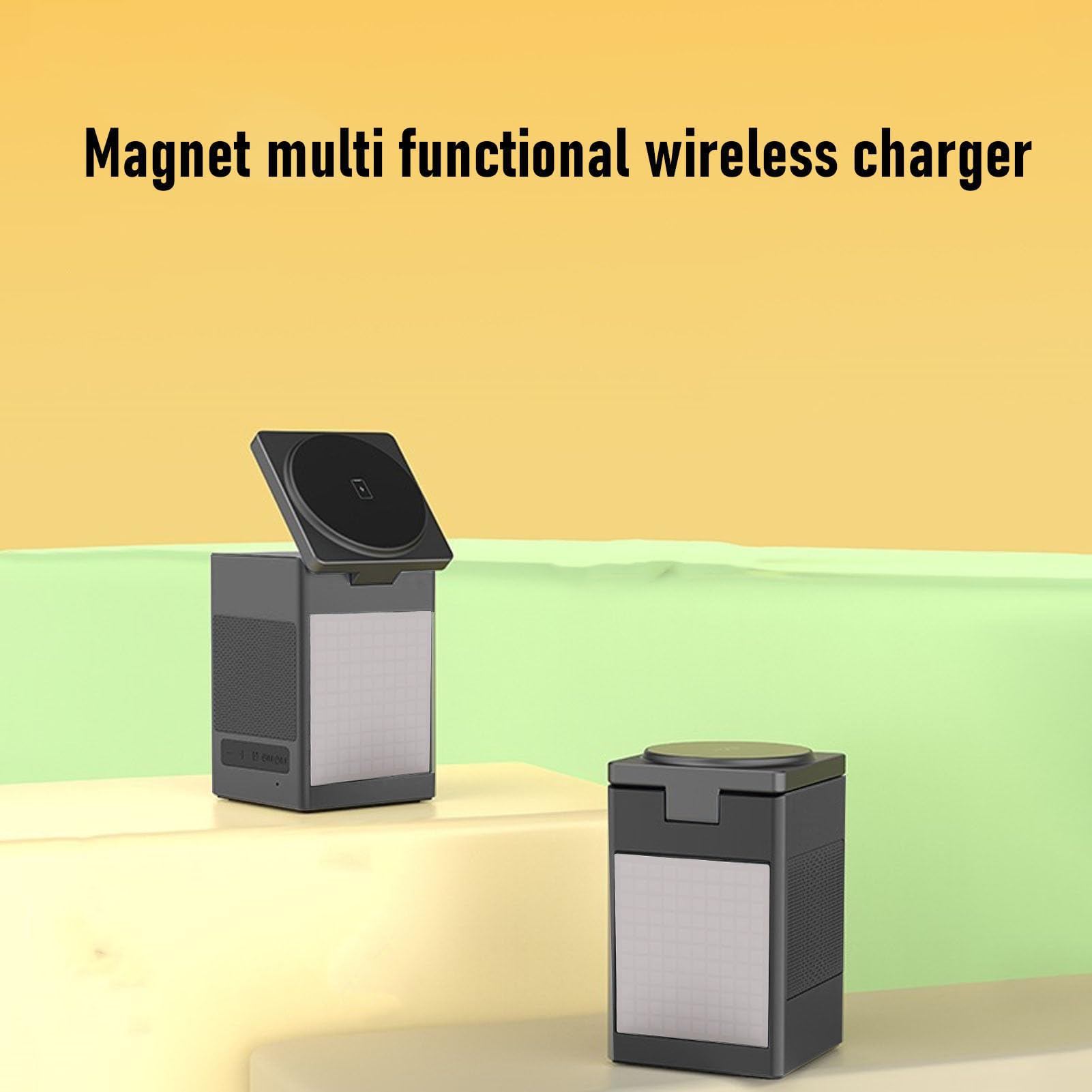 Station de Charge sans Fil 6 en 1 avec Haut-Parleur Bluetooth, Réveil Numérique, Station Charge Multifonctionnelle sans Fil pour Téléphone Montre, pour Maison Bureau Voyages