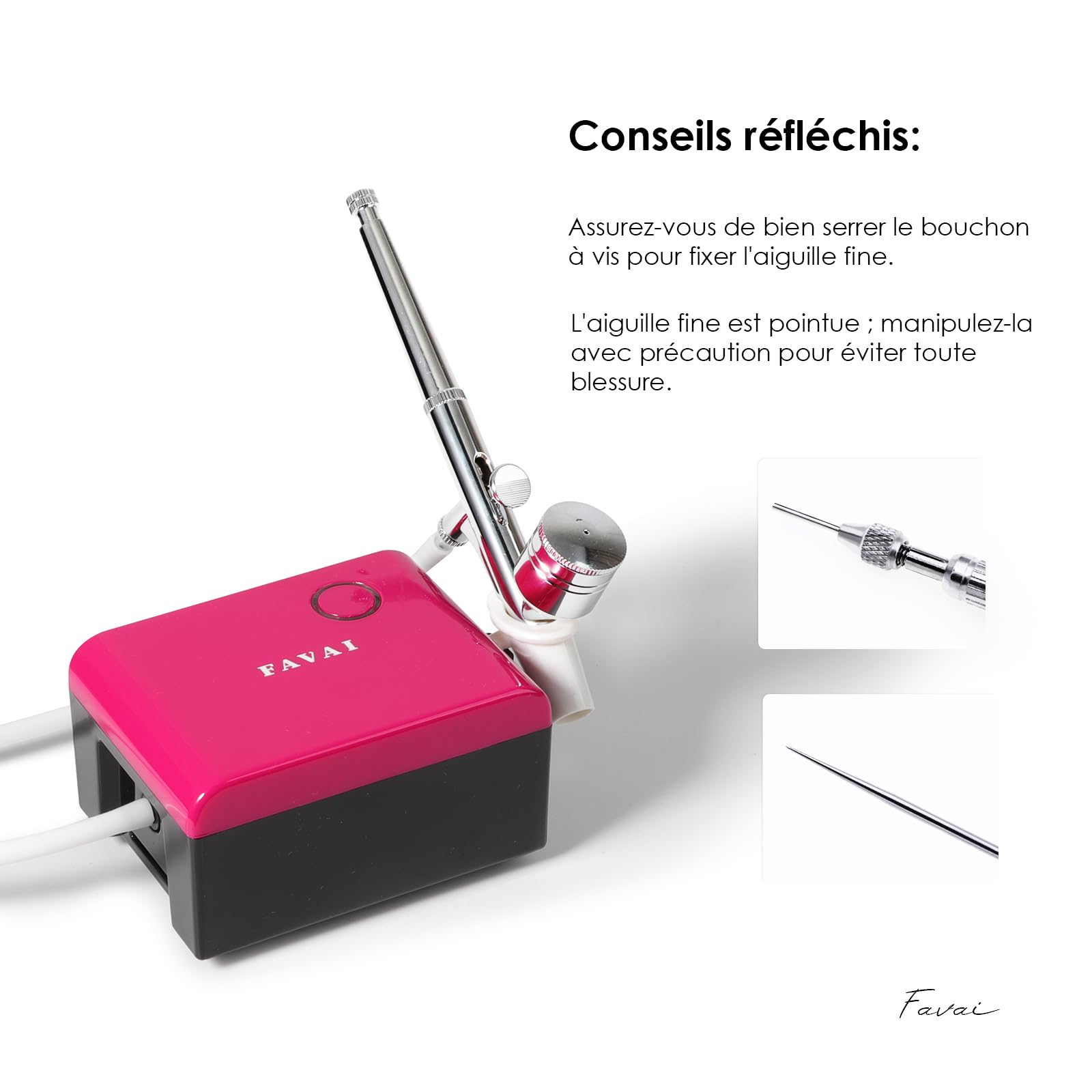 FAVAI Kit Aérographe, Compresseur d’Aérographe Mini Portable Pression Réglable, Rechargeable Haute Précision Compresseur d’Aérographe, Cosmétiques, Stylisme, Peinture (Rose)