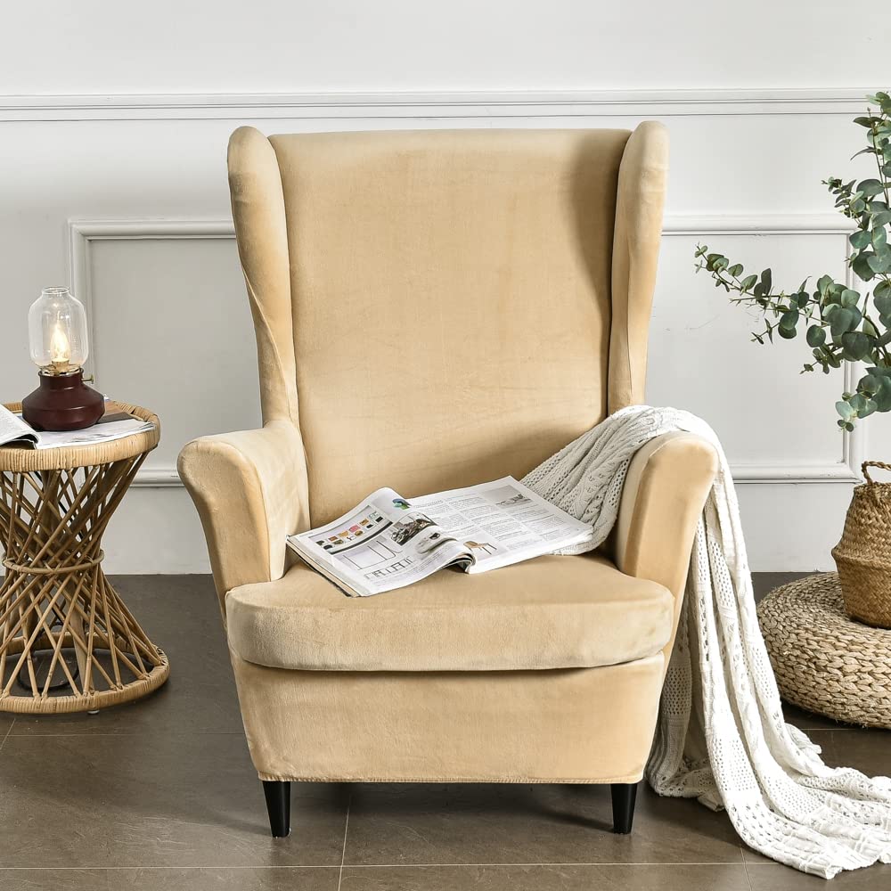 Stretch-Bezüge for Ohrensessel, 1-Sitzer-Bezüge for Ohrensessel(Beige A)