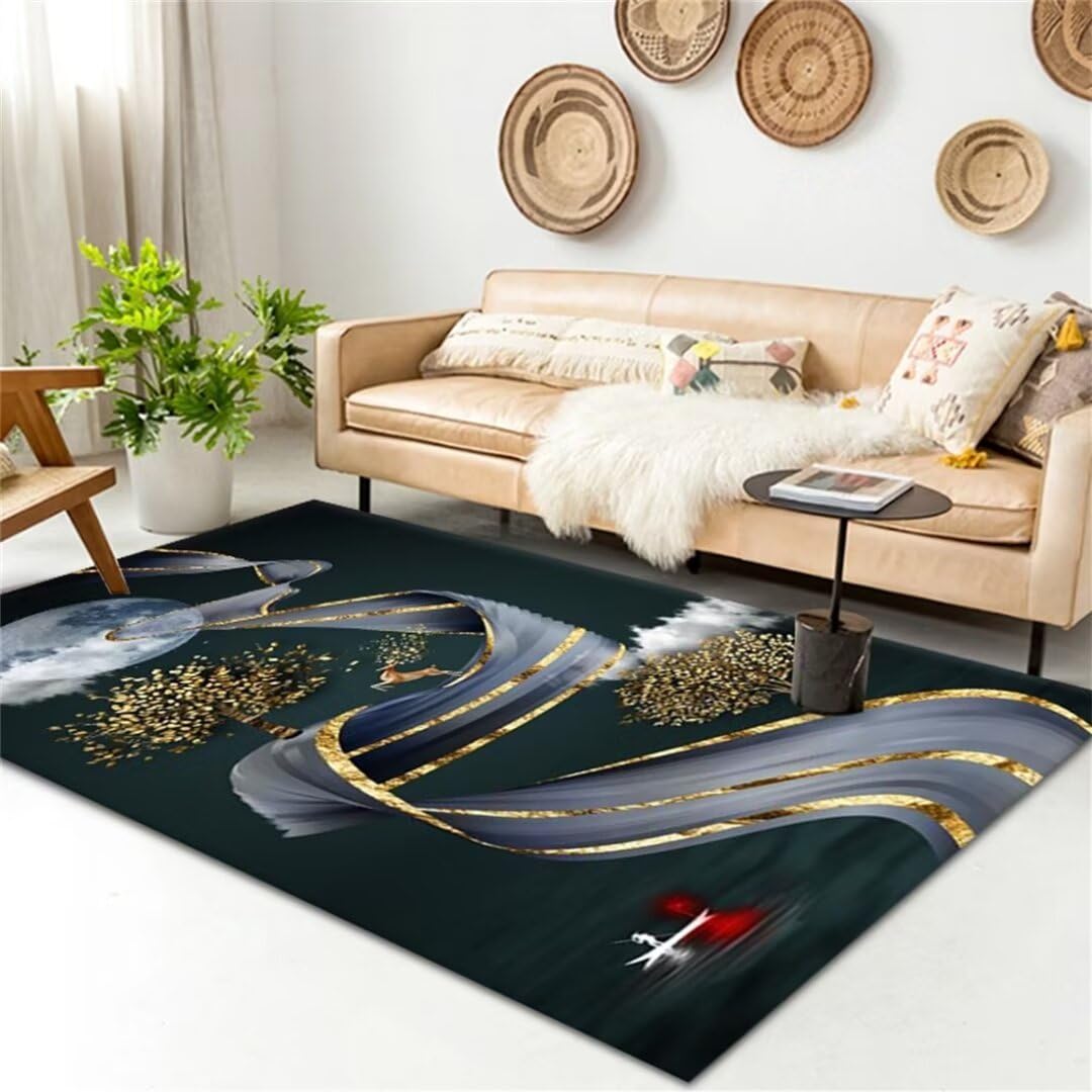 Tapis salon lavable motif 3D sombre 200X280cm facile à nettoyer au quotidien