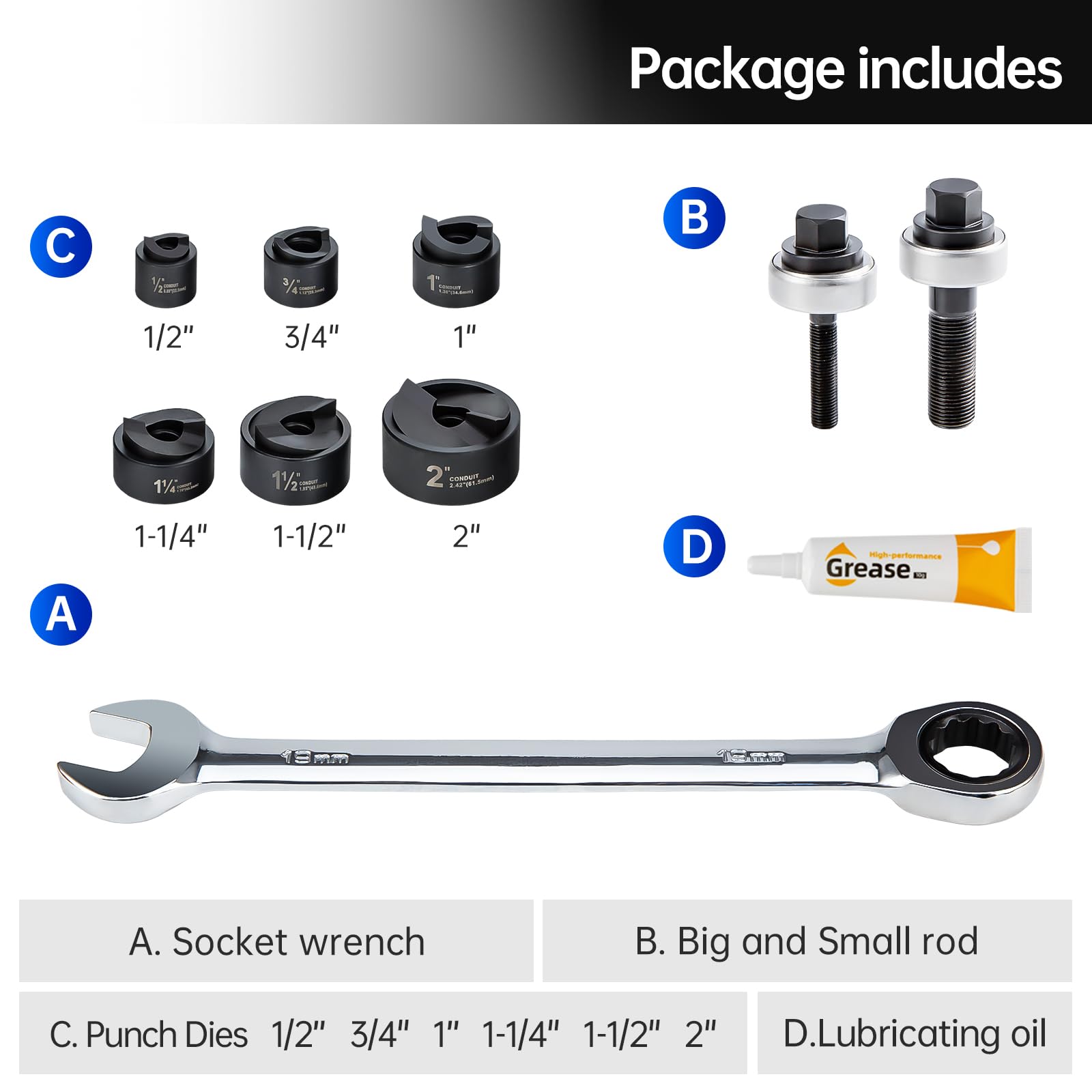 IBOSAD Knockout Punch Kit - Conduit Hole Cutter -4