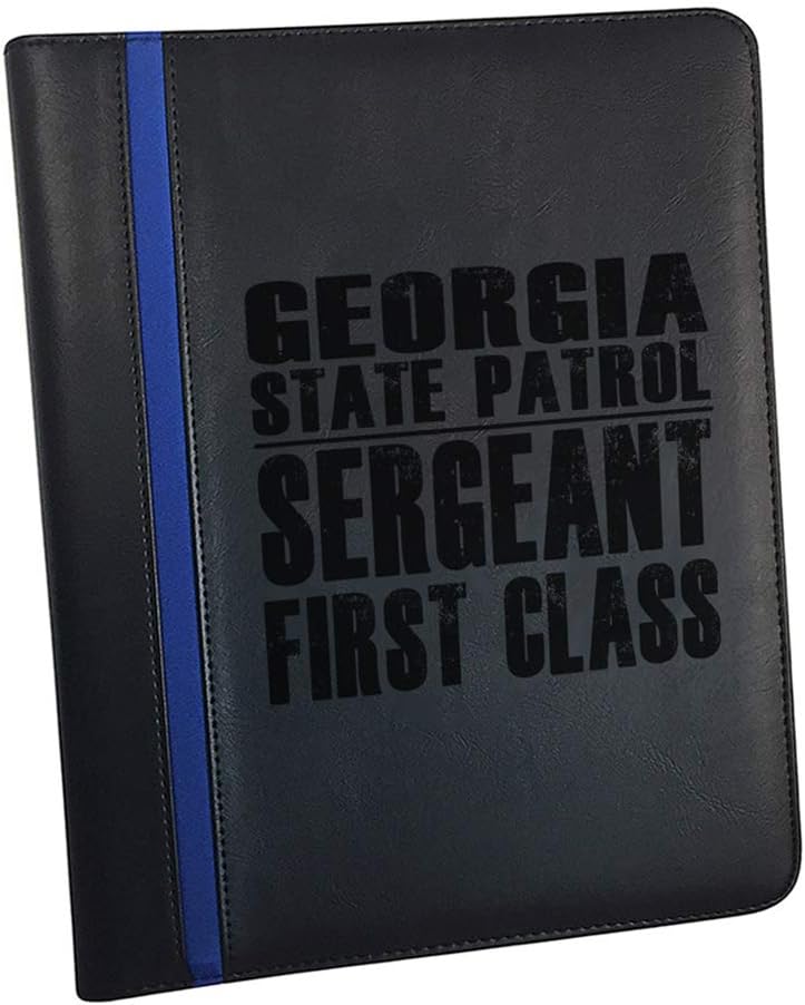 Georgia State Patrol Trooper Police Padfolio Notepad Holder - Thin Blue Line Portfolio with Police Officers Prayer Print & 3 Police Laptop Stickers and a Police Car Magnet