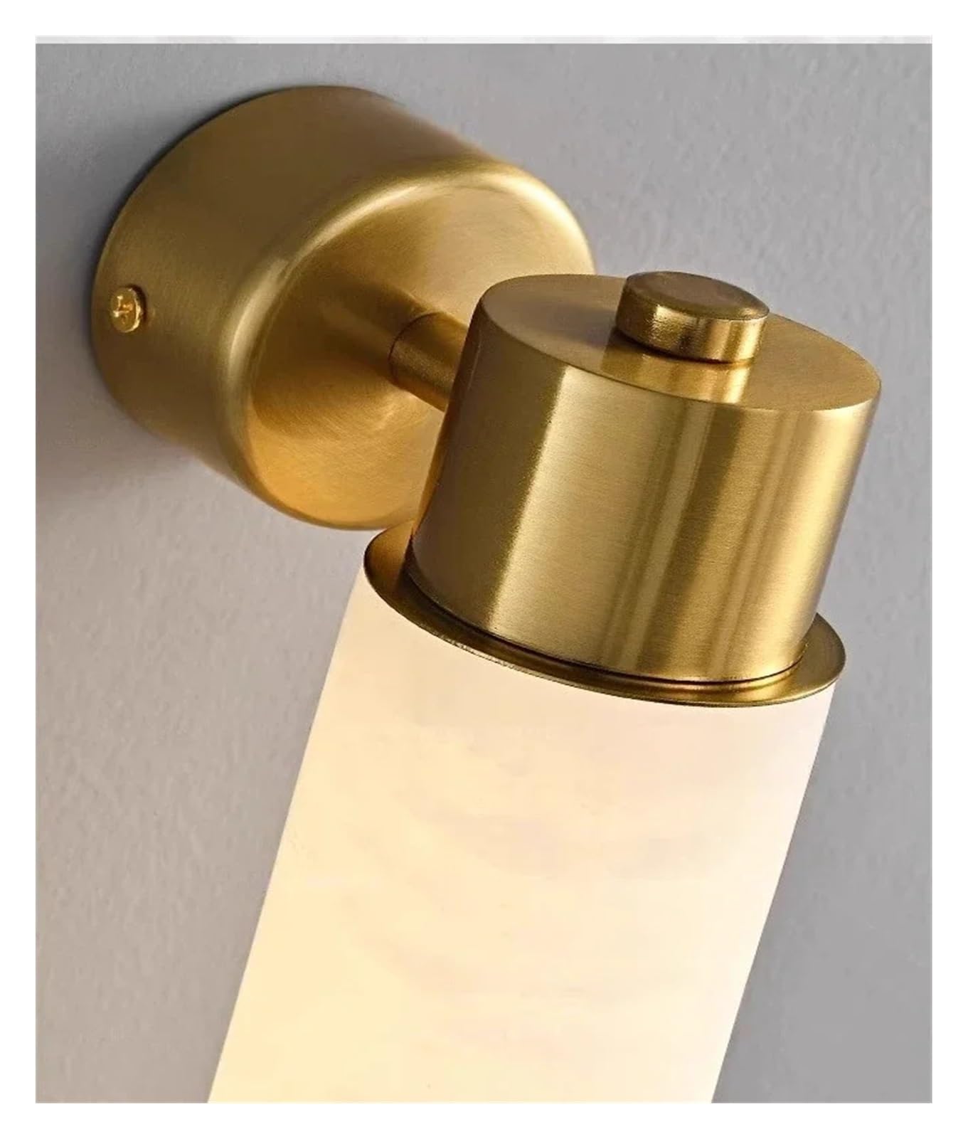 Generico Luci da parete, Lampada da parete moderna a LED in marmo naturale spagnolo, soggiorno, sfondo, camera letto, comodino, bagno, lampada specchio, in ottone(Warm,Golden W6CM H35CM)