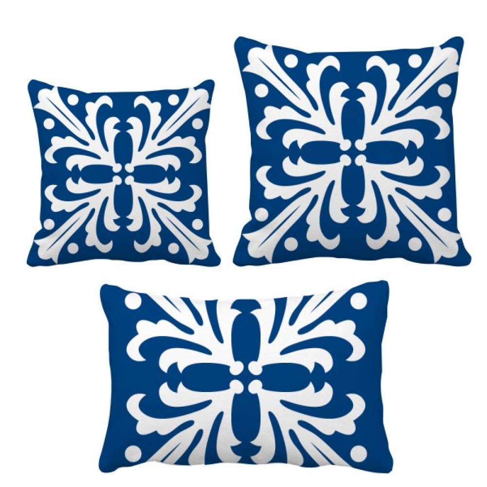 Coussin fleur bleue Talavera : idée cadeau déco maison originale, lot de coussins canapé