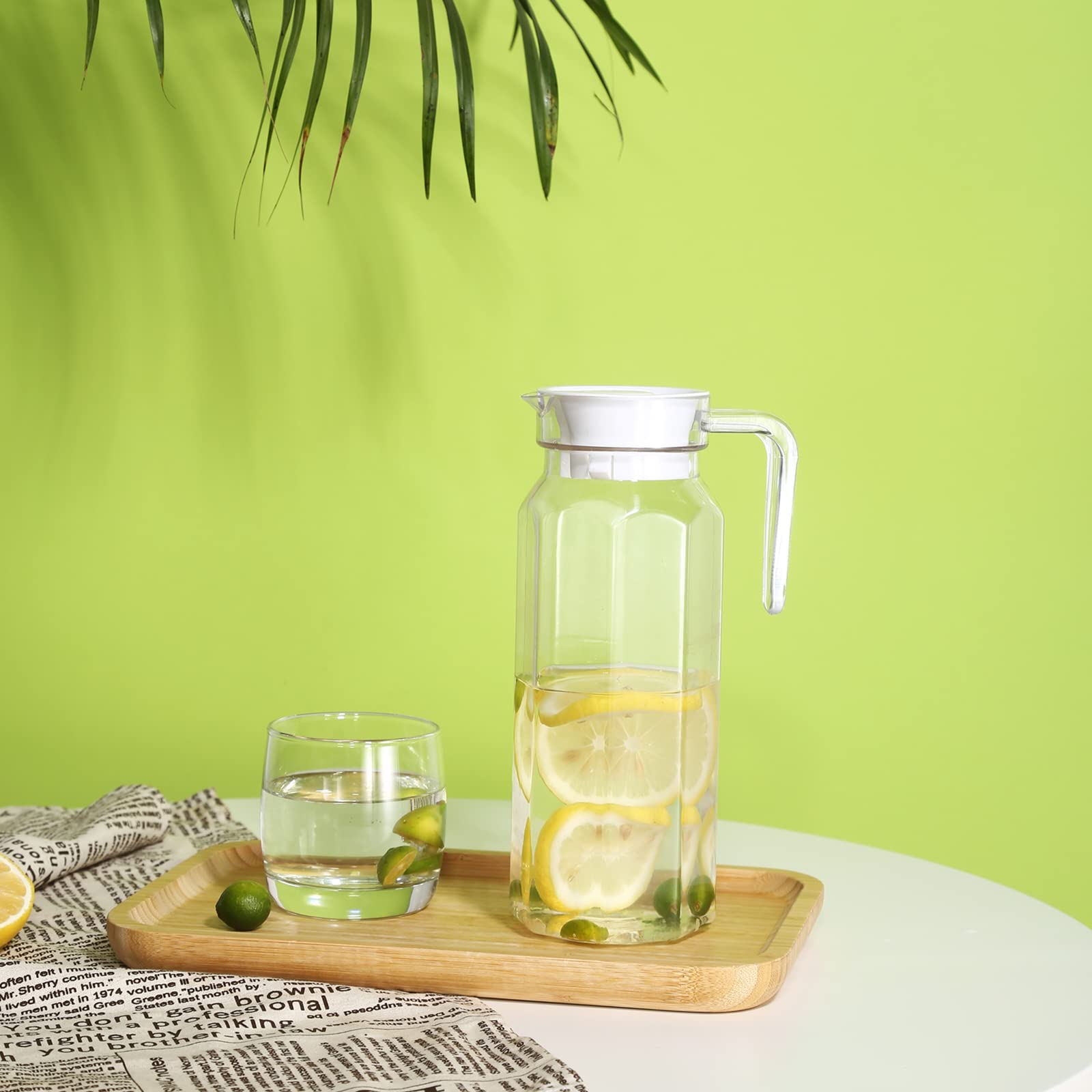 Brocca acrilica OEH Brocca in plastica, resistente al calore, lavabile in lavastoviglie, brocca d'acqua infrangibile per bevande ghiacciate e calde, ottagonale, 400 ml