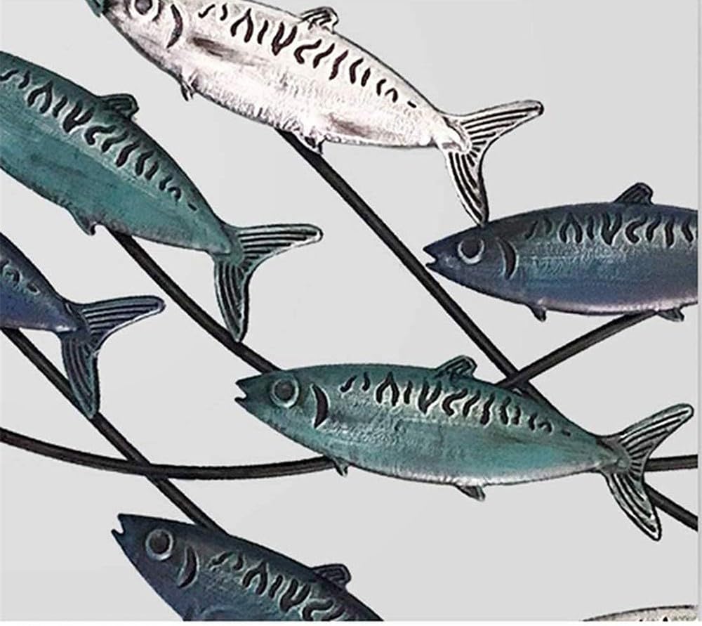 FLYUFO Adornos Pared Metalicos Peces, Hierro Forjado 3D Escultura de Pared de Metal Decorativa decoración Creativa para Colgar en la Pared en 3D para La Decoración del Hogar