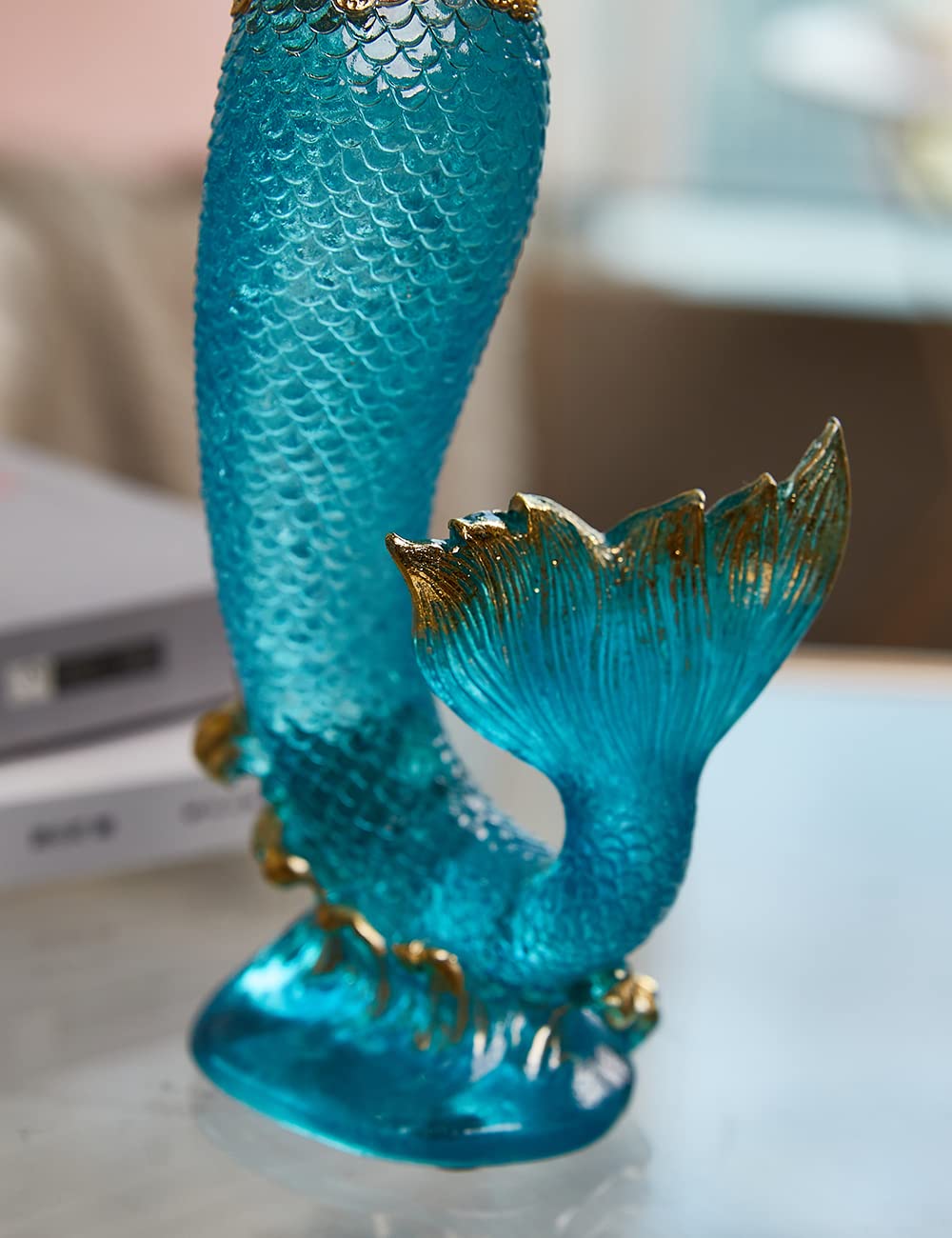 SEINHIJO Figura de Sirena Decorativa Femenina Escultura Moderna Adorno 25cm