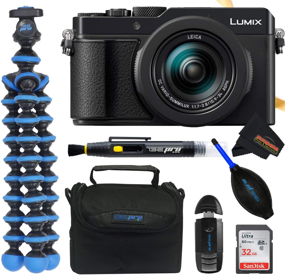 Panasonic Lumix DC-LX100 II Digital Camera (Black) + 32GB Memory Card + Sunshine Basic Bundle