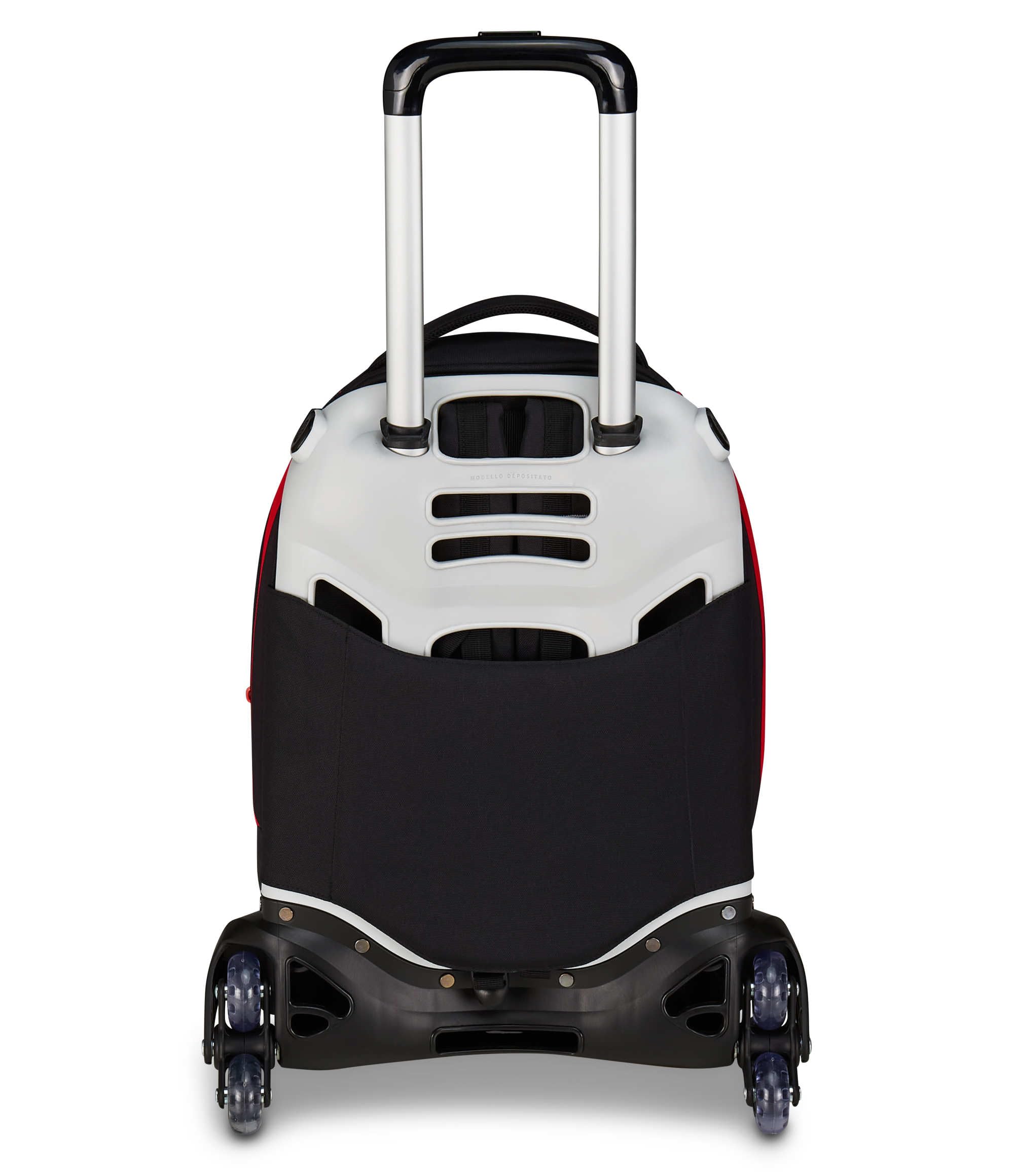 Seven Milan Trolley Scuola Jack 3 Ruote, Rosso Nero, Squadra Calcio, Zaino Con Carrello Sganciabile Da 33 Litri, Per Scuola Elementare e Media,Bambino