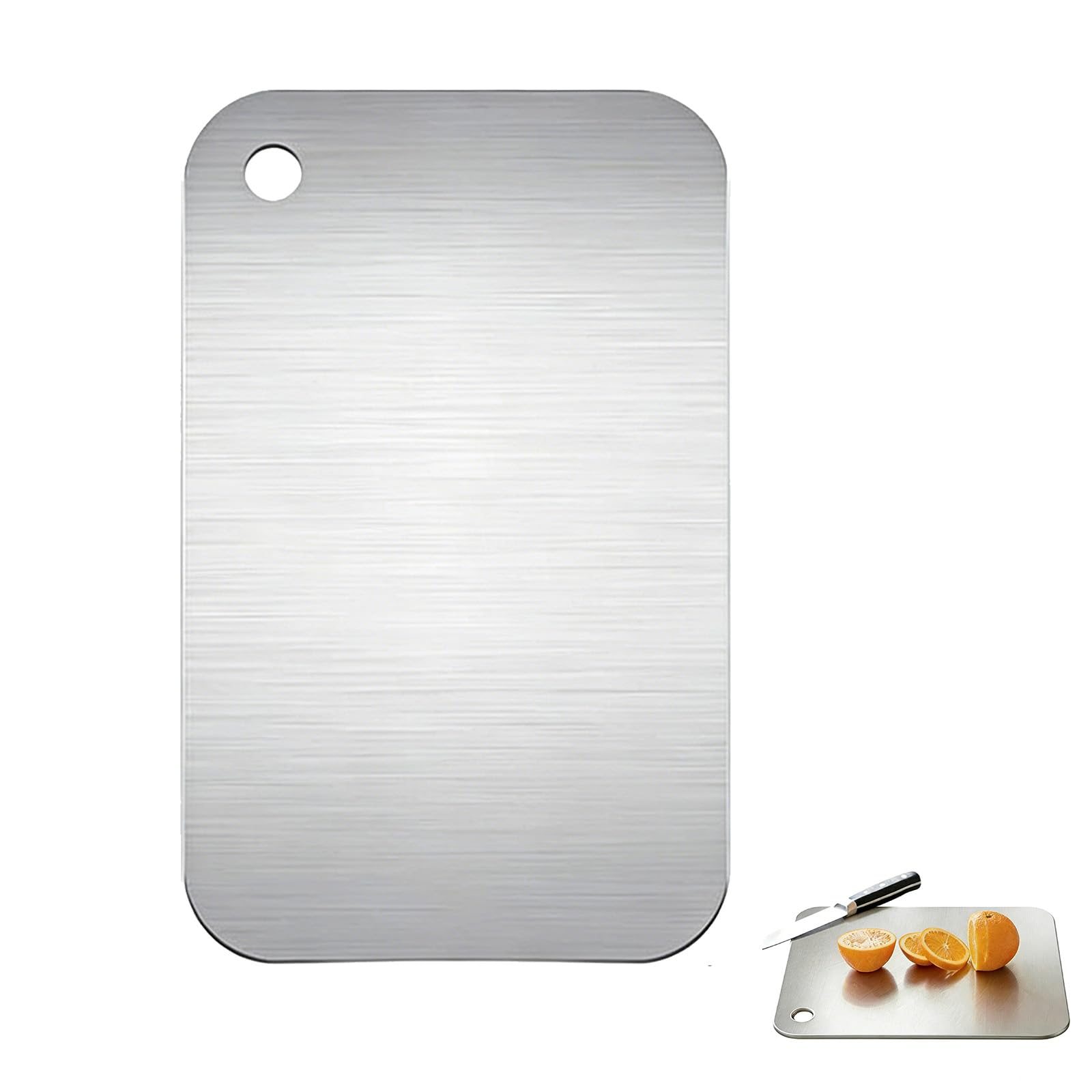 Tabla de cortar acero inoxidable 304, tabla de cocina doble cara, antideslizante para carne verduras frutas pan