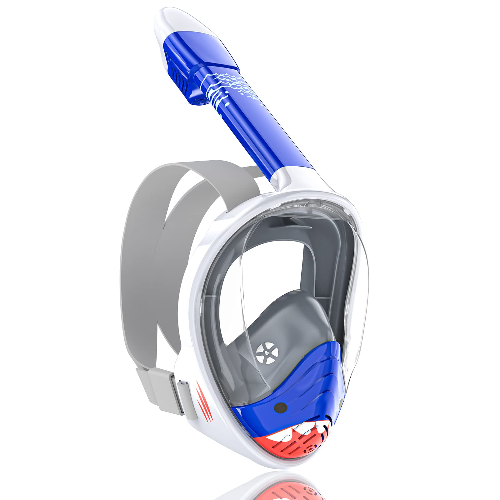 QingSong Kids Snorkel Mask Full Face, Snorkeling Set with Camera Mount, Foldable 180 Degree Panoramic View Snorkeling Gear Anti-Fog Anti-Leak