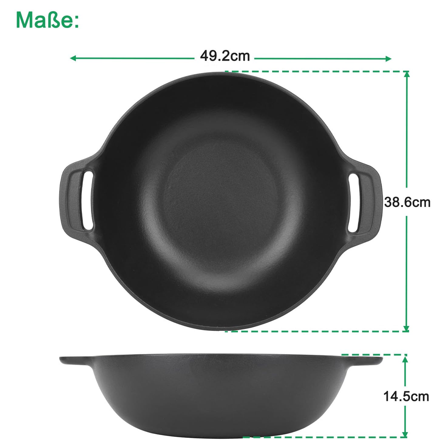 WELL GRILL Gusseisen Wok für Gasgrill Weber Gourmet BBQ System und Weber 57cm Holzkohlegrill, Wokpfanne Hähnchenbräter für Saftige Grillhähnchen BBQ Zubehör