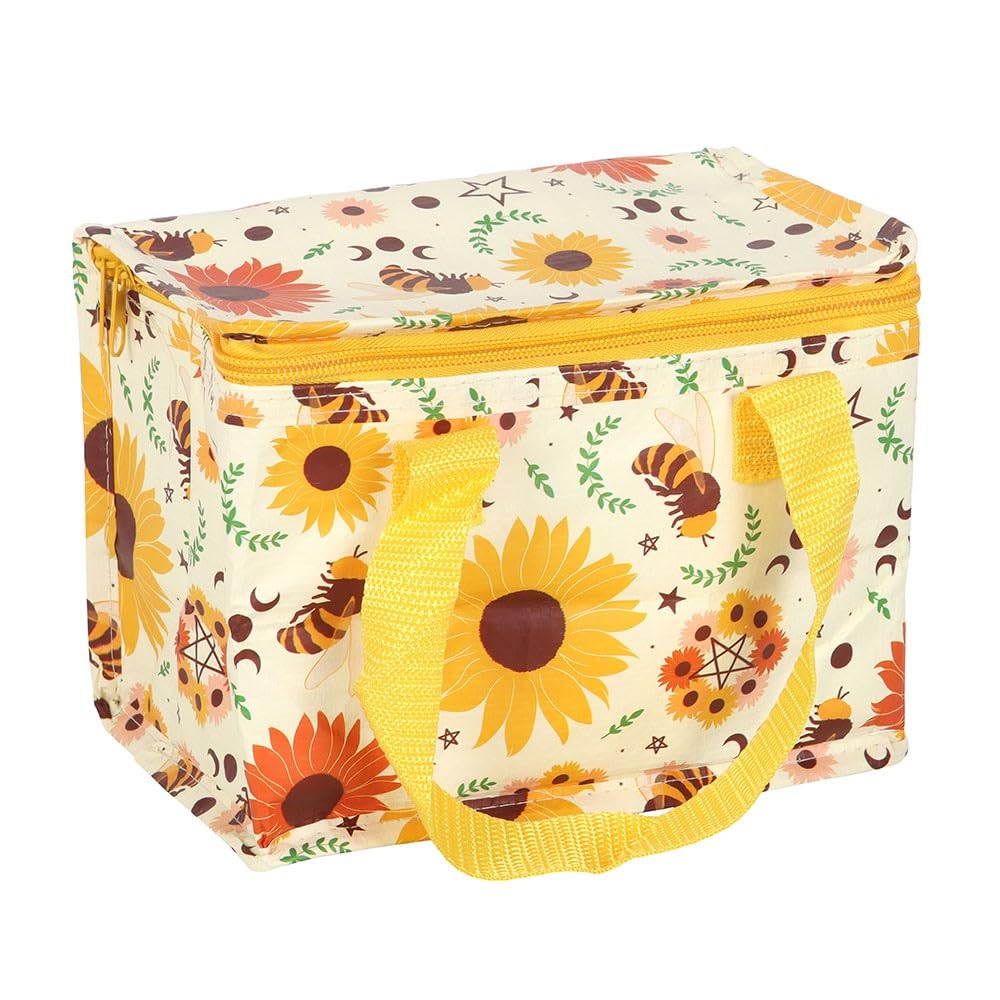 CHACH Lunch Bag, Foldable Insulated Print Lunch Box 15 x 21cm Tote 40% Recycled Plastic, Water Resistant Cooler Bag for Fresh and Safe Meals All Day for Adult (Bee Radiant)