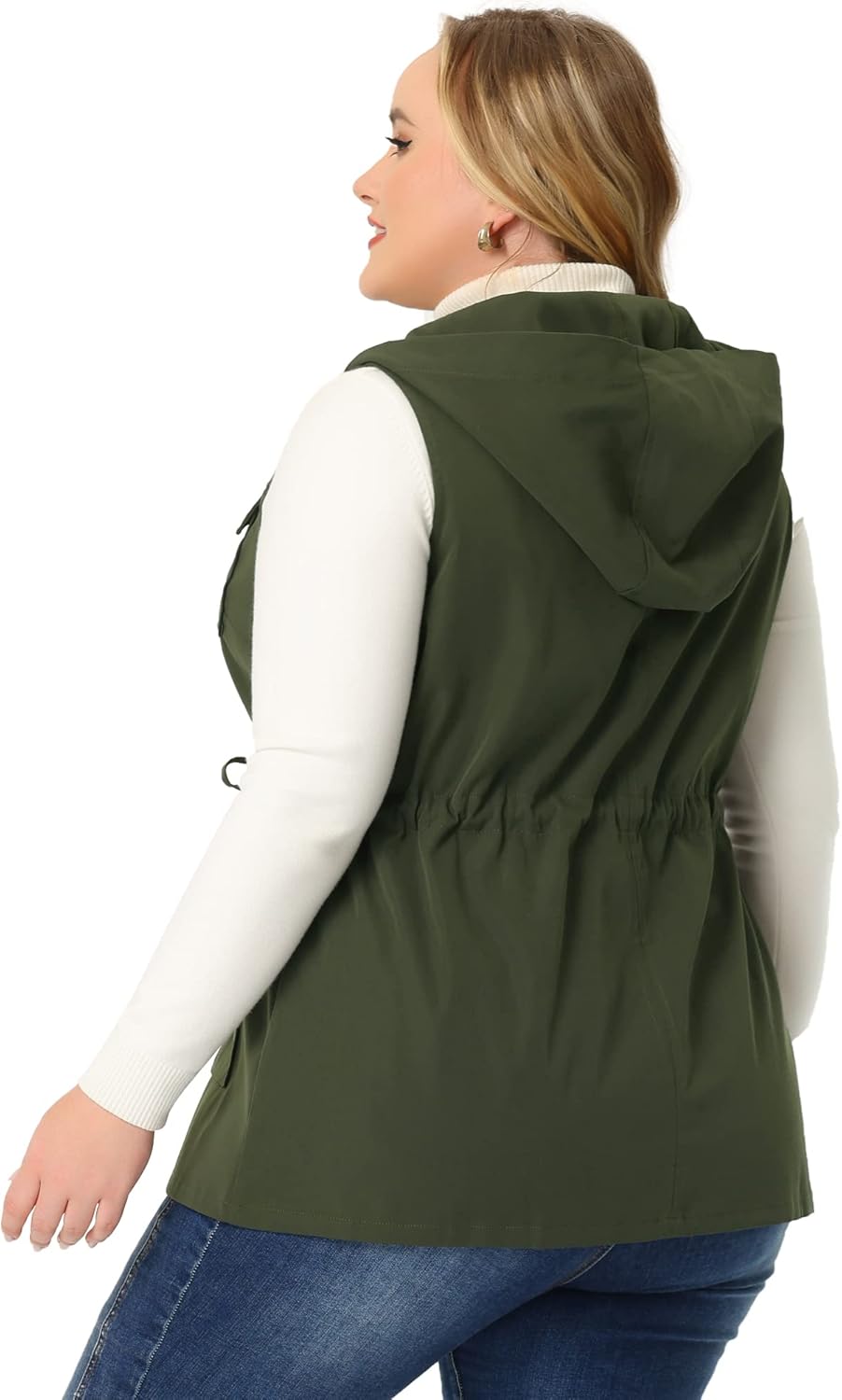 Agnes Orinda Plus Size Anorak Utility Vest for Women Drawstring Lightweight Sleeveless Cargo Hooded Jackets - Image 6