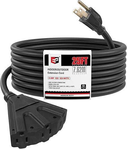 Miniatura 67 de EP Cable de extensión para exteriores de 10 pies con 3 tomas de corriente eléctrica, cable verde SJTW de 16/3 con enchufe a tierra de 3 clavijas