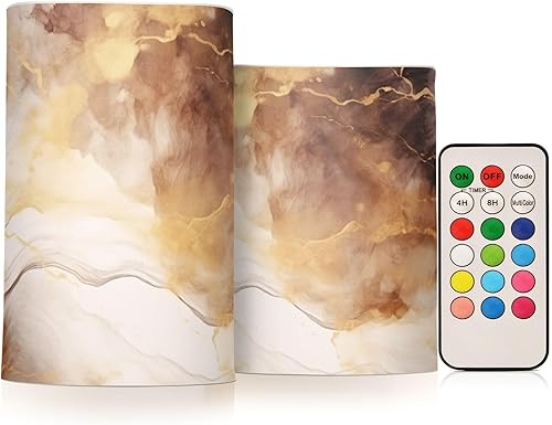 Vista 358 de Velas parpadeantes sin llama, velas LED moradas de mariposa lavanda con temporizador remoto, juego de 2 velas a pilas para San Valentín, boda