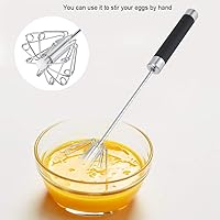 Vista 3 de Fdit Rotatable Stainless Steel Kitchen Mixer Balloon Egg Beater Whisk for Whipping Manual Milk Cream Whisk Stirring Egg Tools